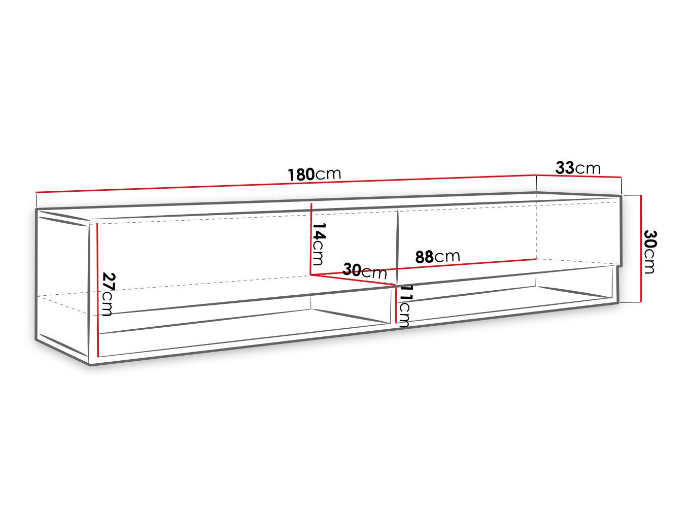 TV-meubel Sarasota 119 (Grafiet + Zwart)
