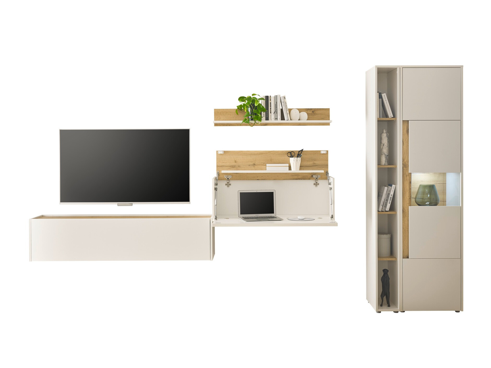 Woonkamerset Elbsori 133 (Wit + Wotan eik)