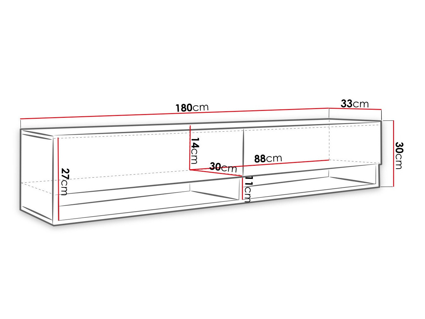 TV-meubel Sarasota 119 (Zwart + Grafiet)