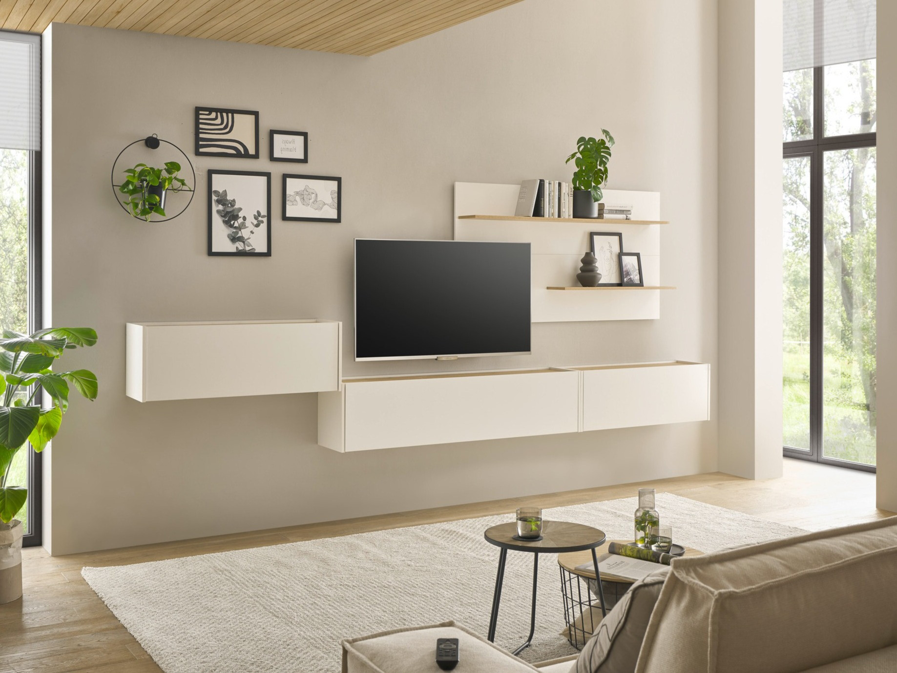 Woonkamerset Elbsori 137 (Wit + Wotan eik)