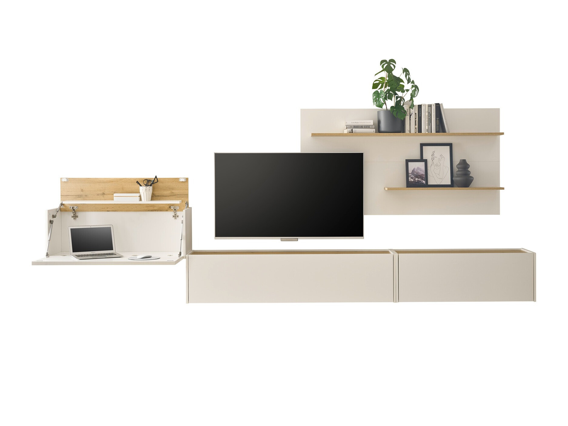 Woonkamerset Elbsori 137 (Wit + Wotan eik)