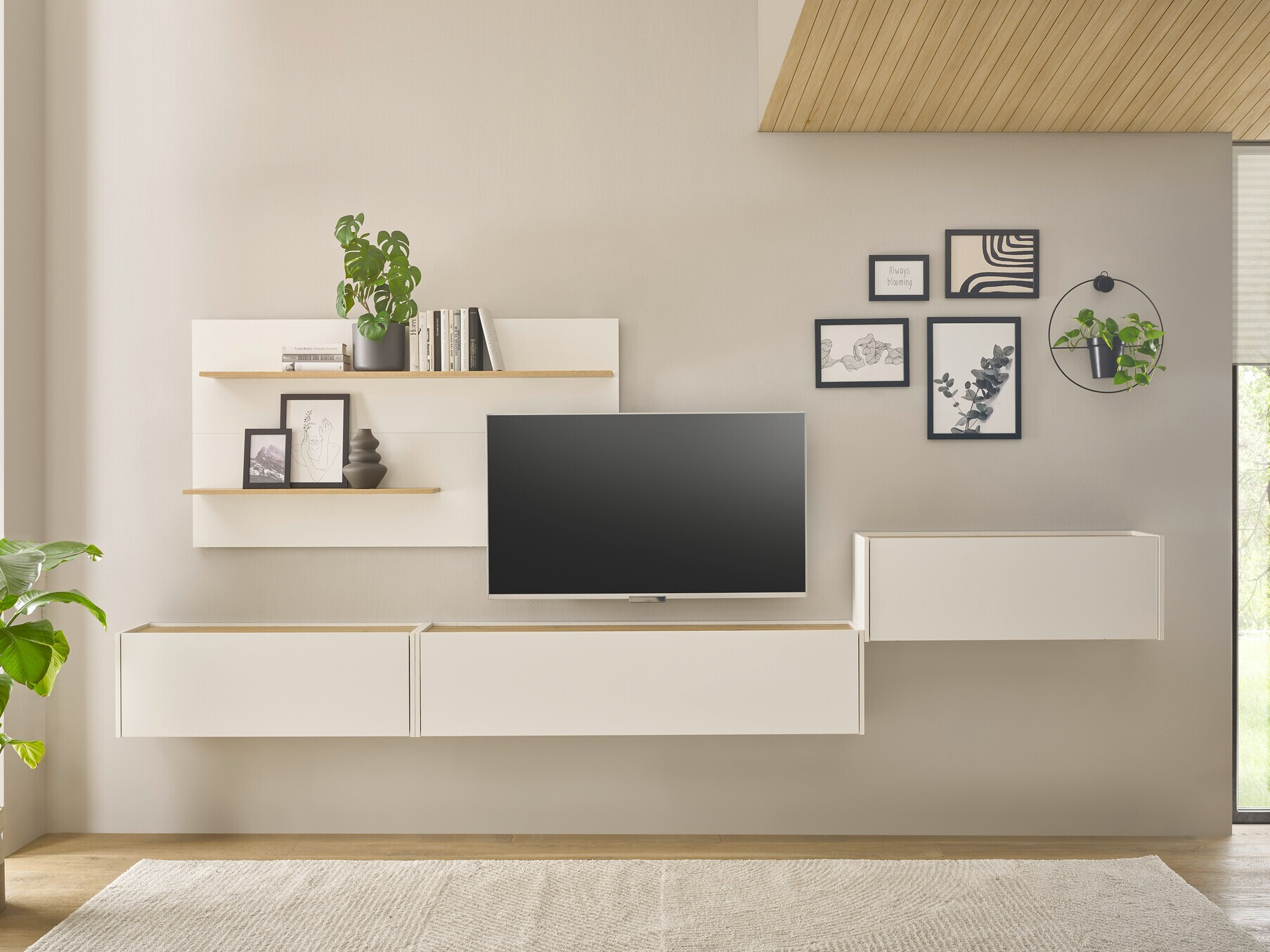 Woonkamerset Elbsori 137 (Wit + Wotan eik)