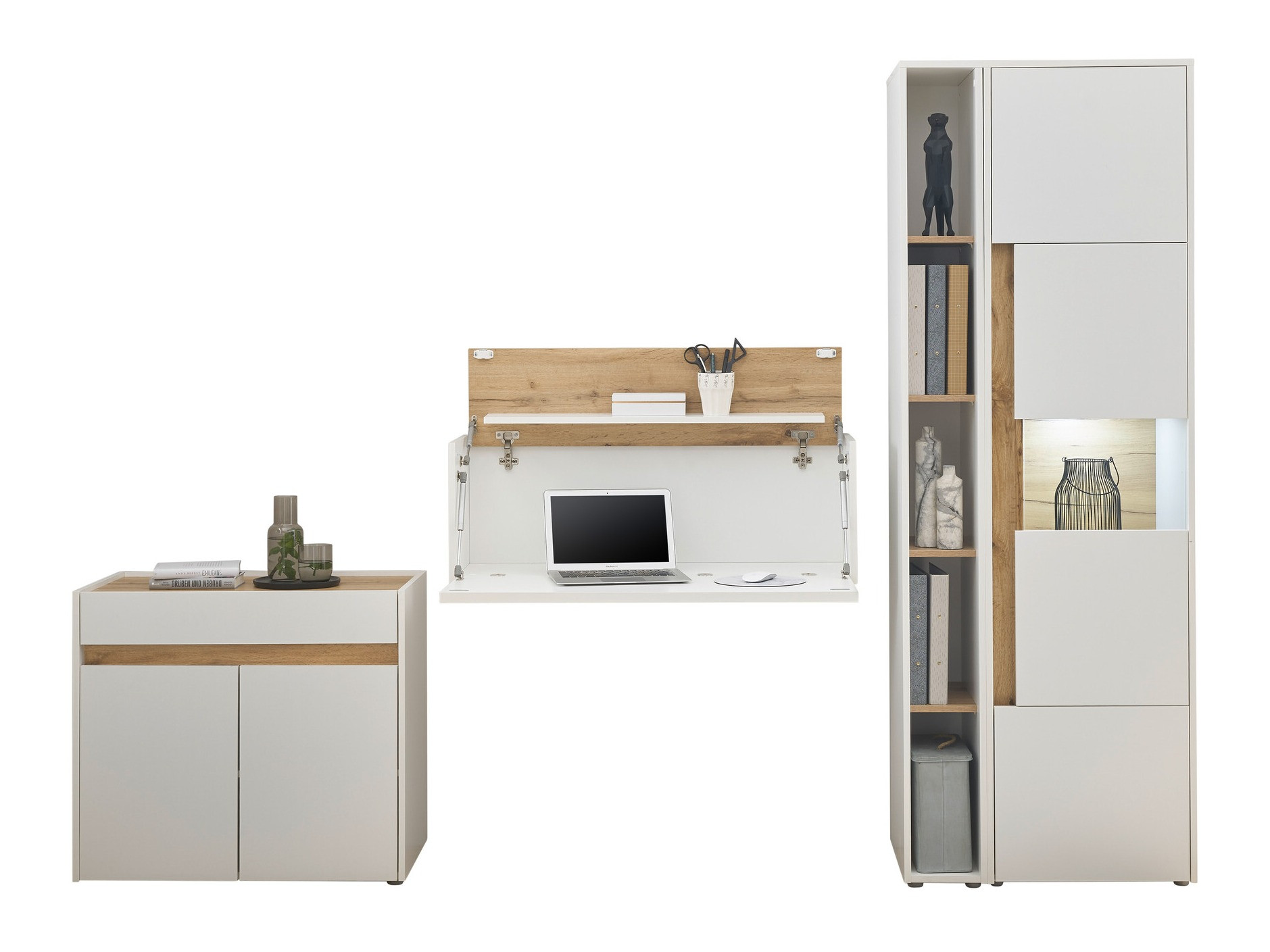 Meubelset Elbsori 139 (Wit + Wotan eik)