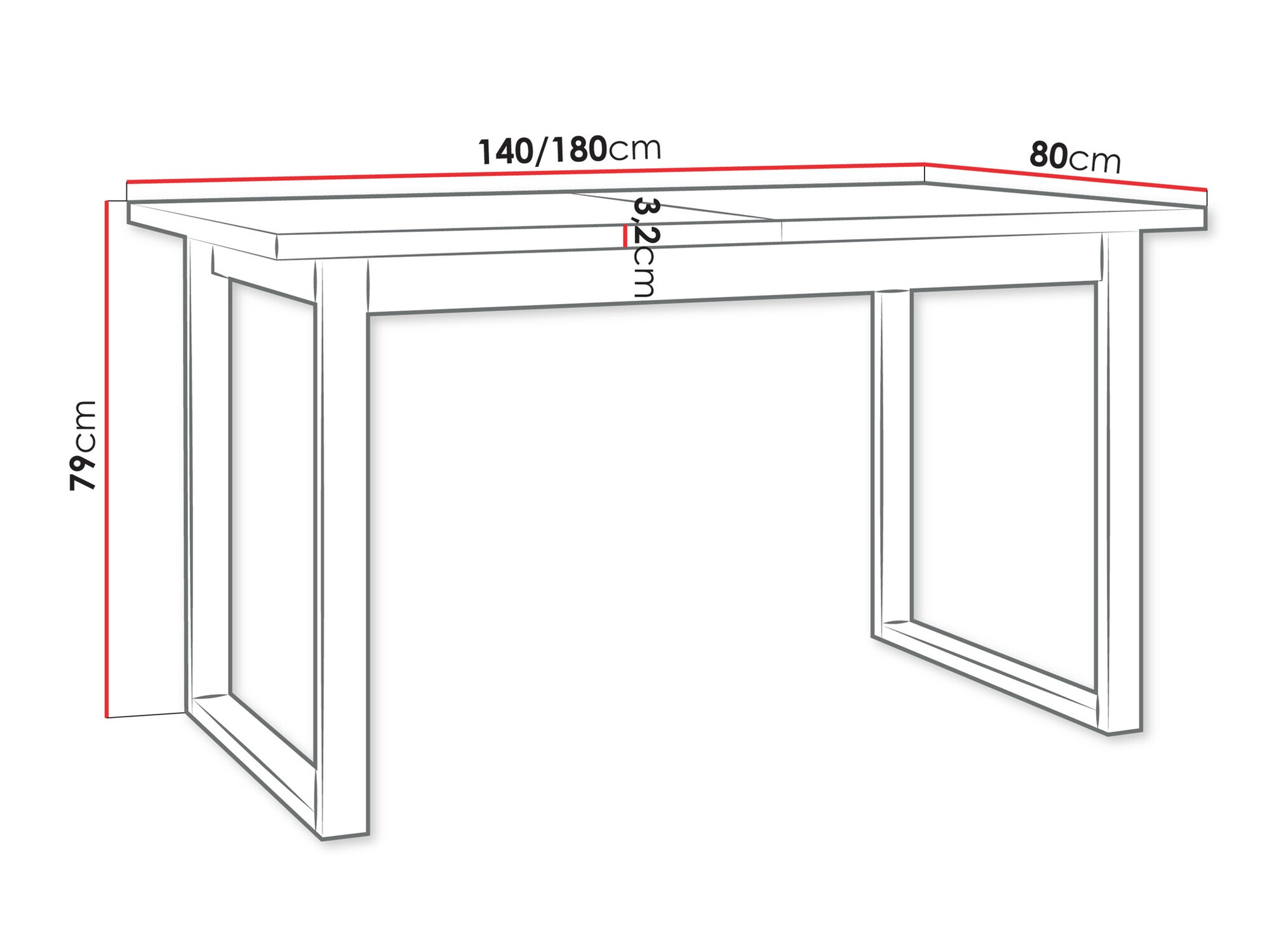 Tafel Victorville 353 (Wit + Zwart)