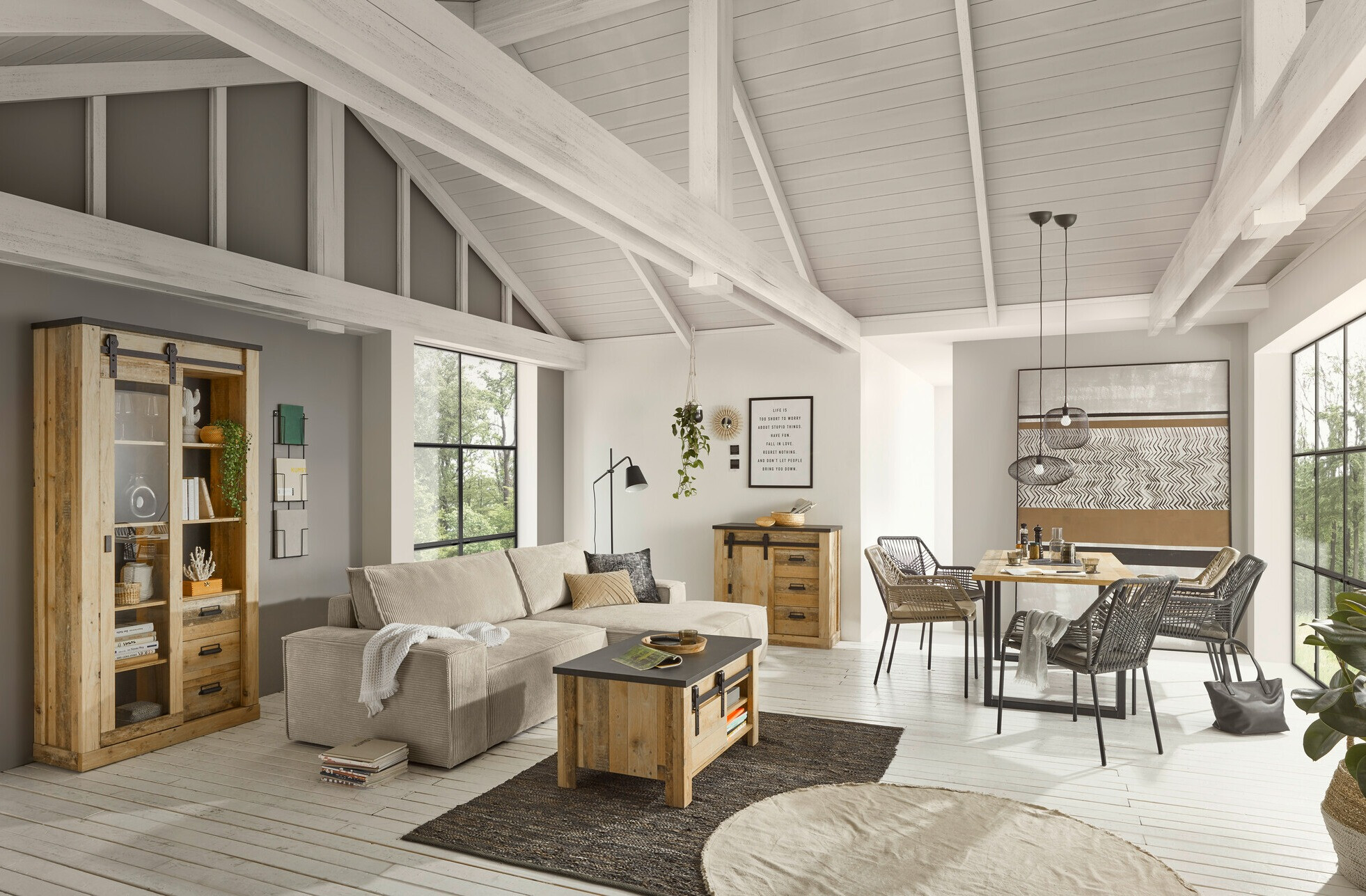 Tafel Cirtale 100 (Verouderd hout + Antraciet)