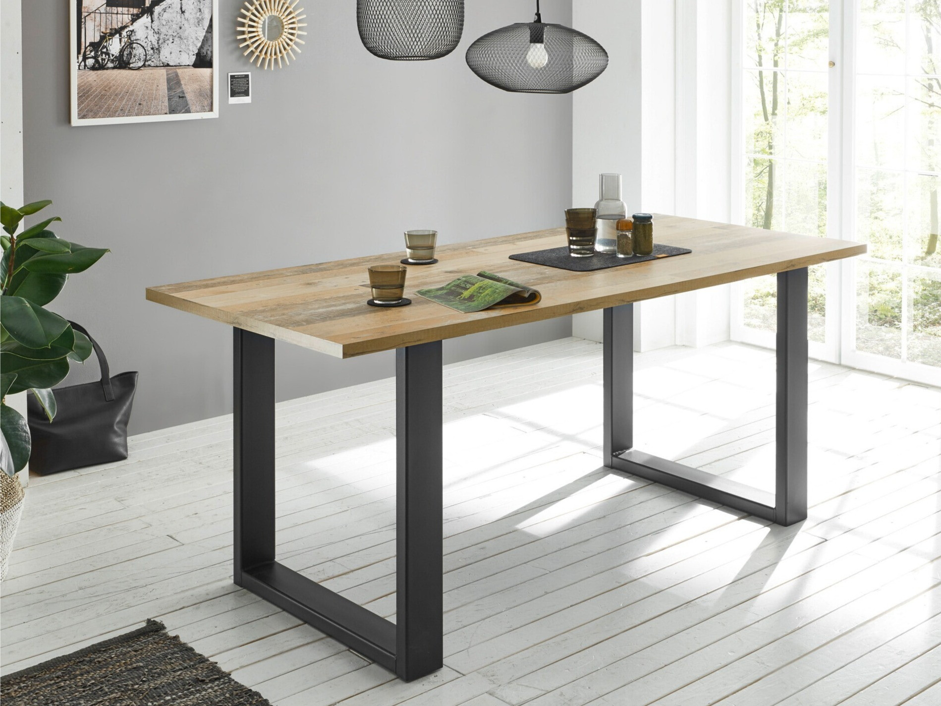 Tafel Cirtale 100 (Verouderd hout + Antraciet)