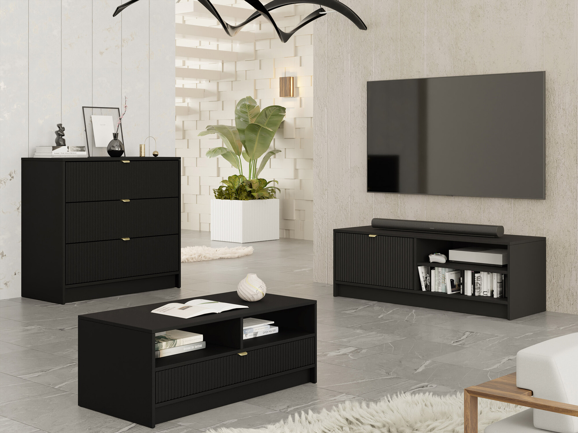 Woonkamerset Comfivo Larmire 108 (Zwart)