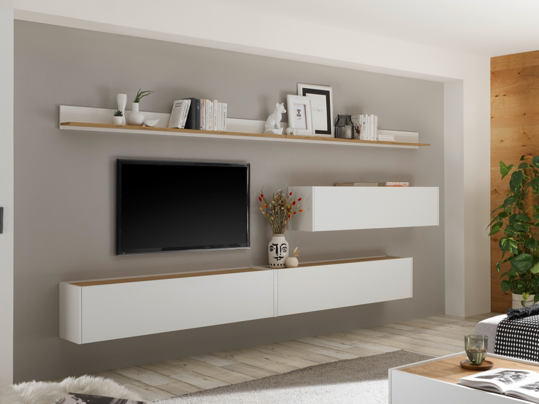 Woonkamerset Elbsori 142 (Wit + Wotan eik)