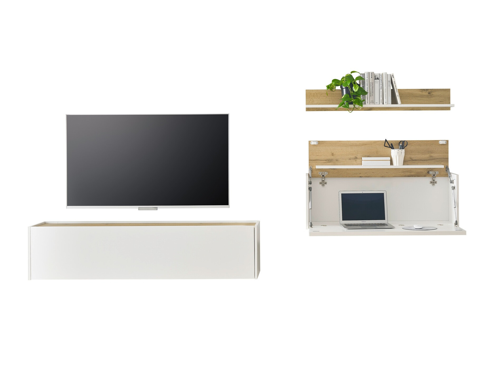 Woonkamerset Elbsori 143 (Wit + Wotan eik)