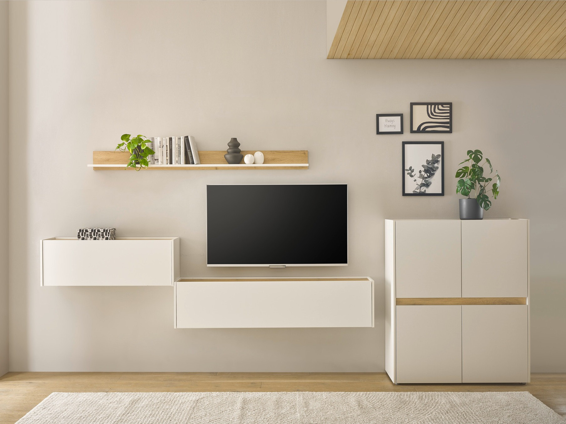 Woonkamerset Elbsori 144 (Wit + Wotan eik)