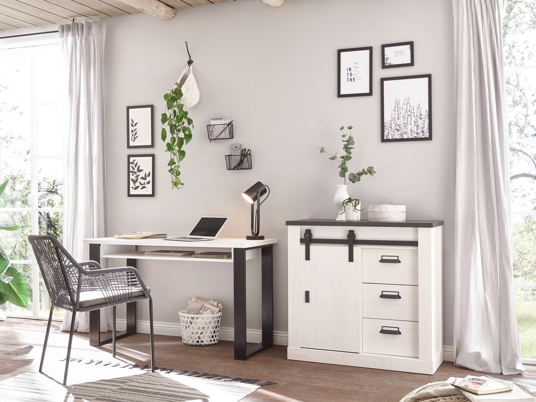 Bureau Cirtale 101 (Gebleekt grenen + Antraciet)