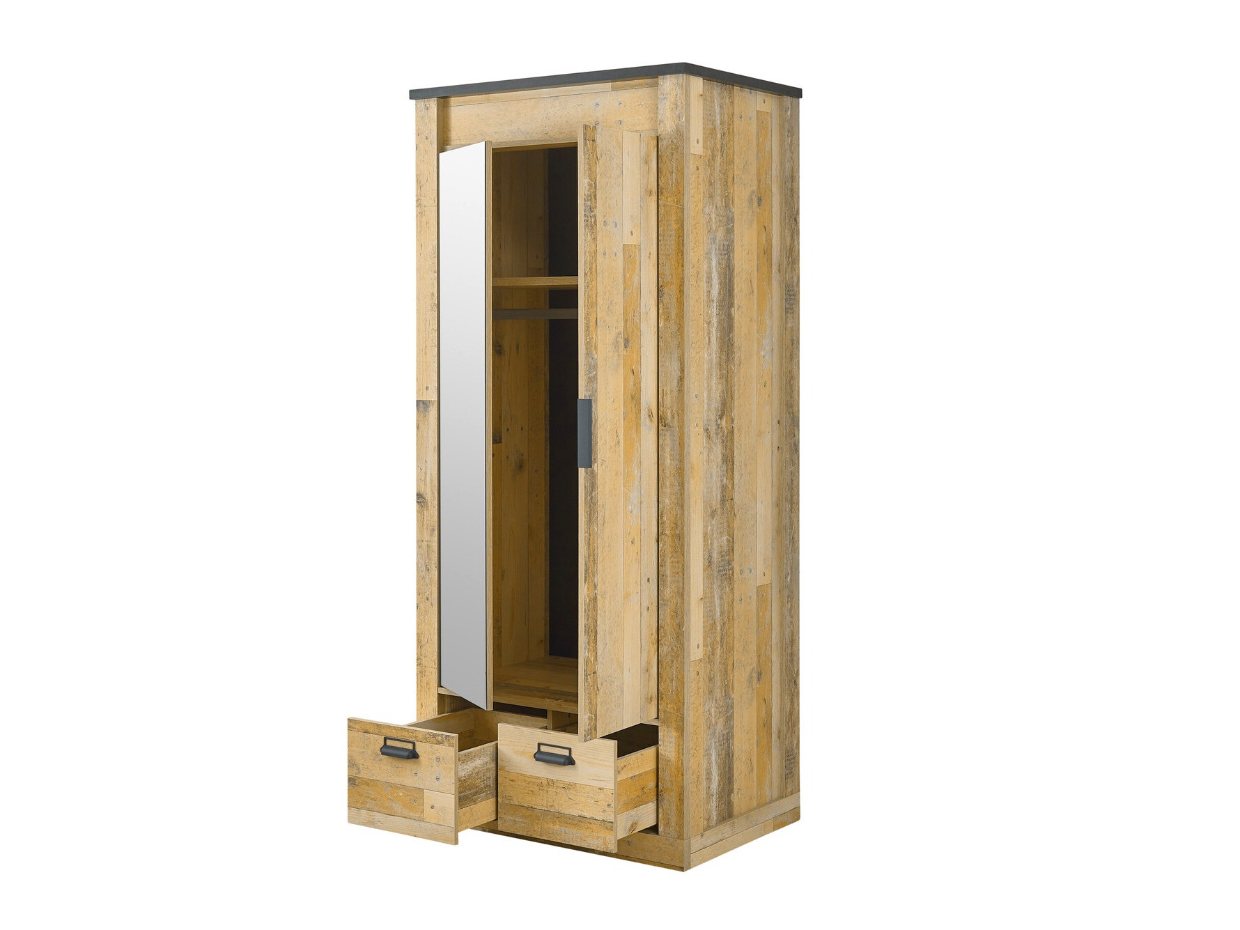 Kledingkast Cirtale 106 (Antraciet + Verouderd hout)