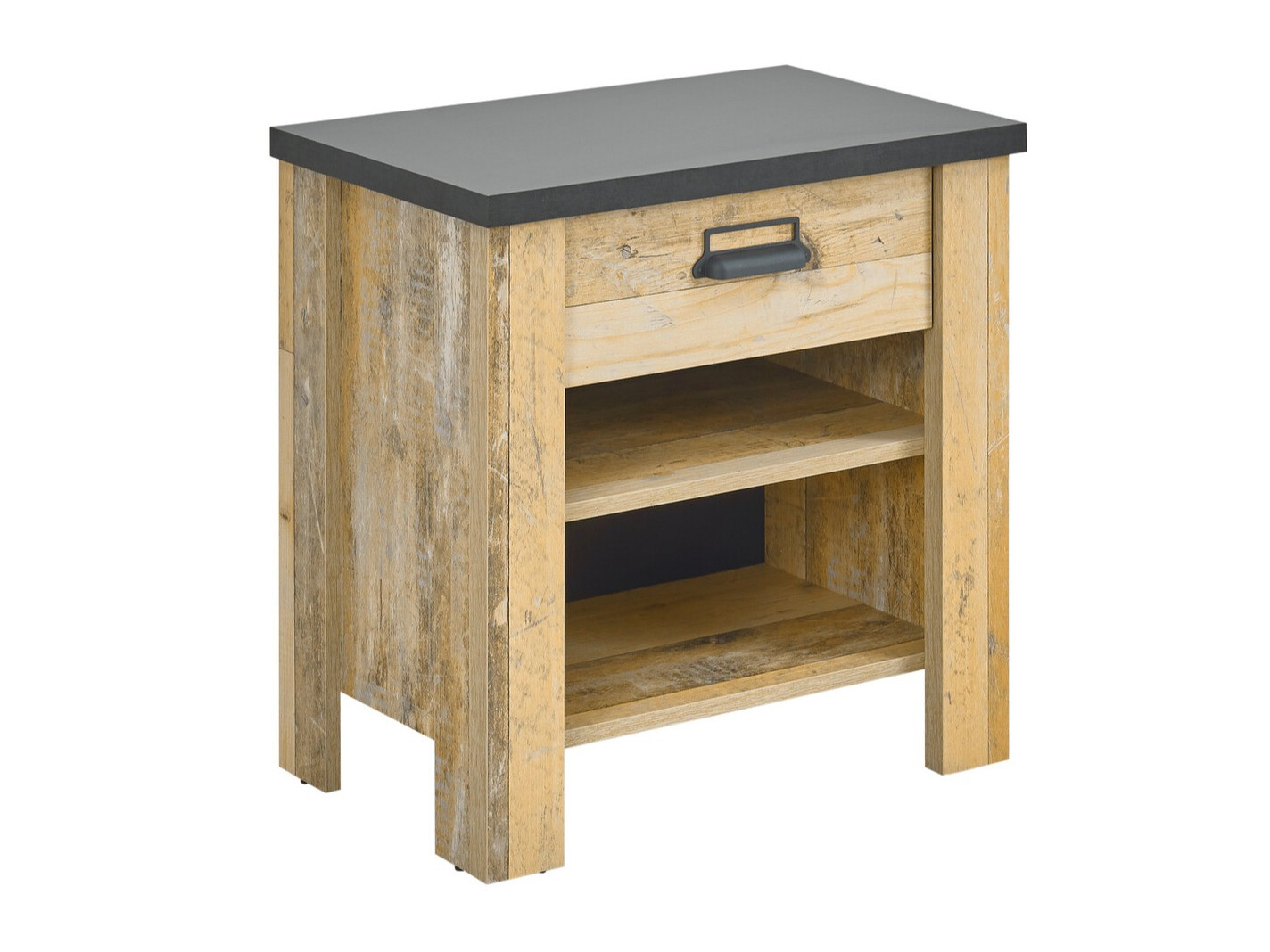 Nachtkastje Cirtale 102 (Verouderd hout + Antraciet)