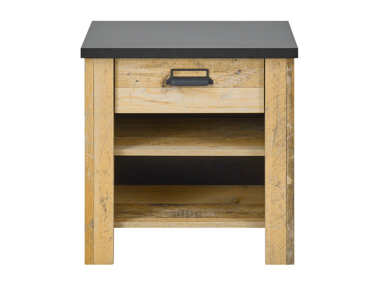 Nachtkastje Cirtale 102 (Verouderd hout + Antraciet)