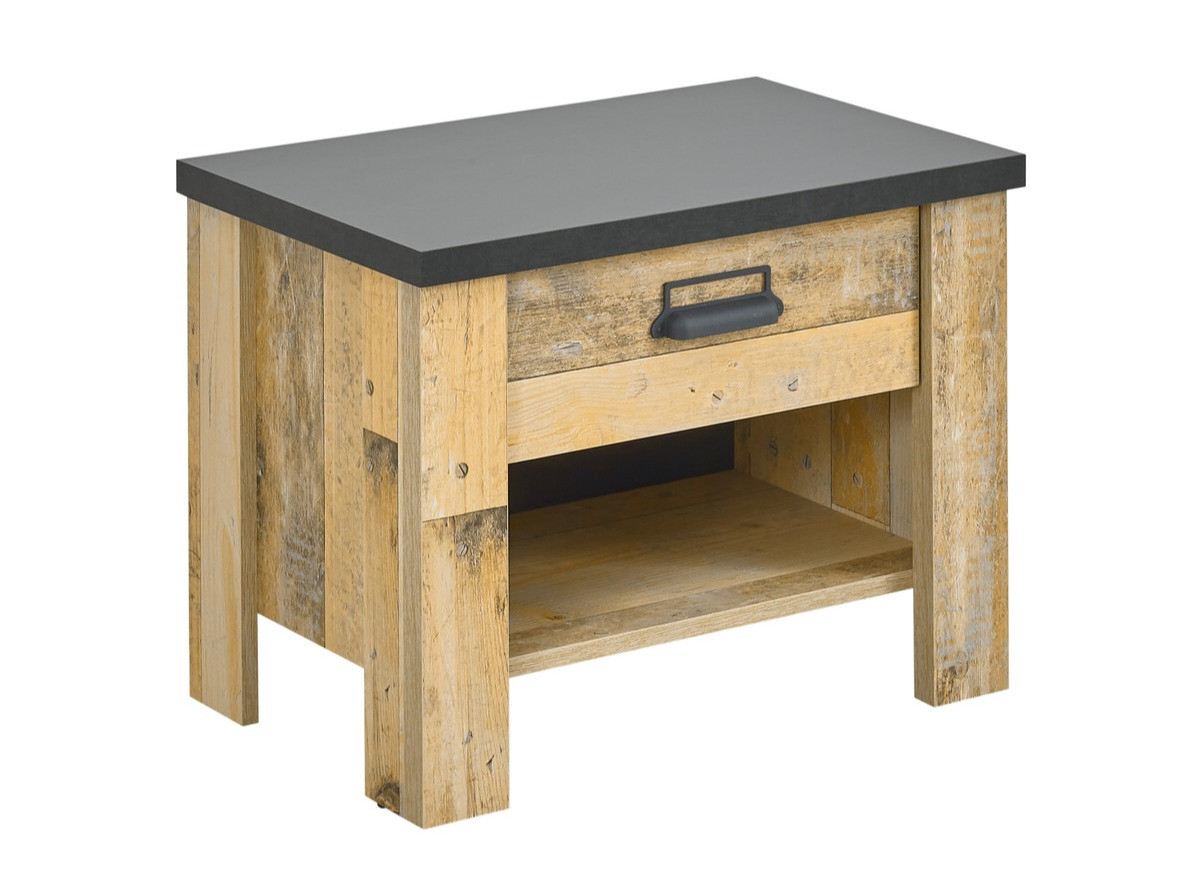 Nachtkastje Cirtale 104 (Verouderd hout + Antraciet)