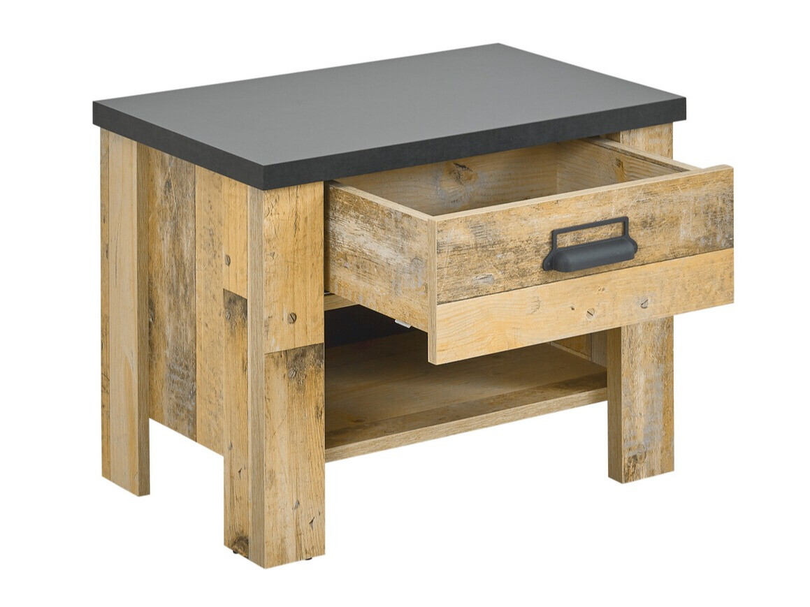 Nachtkastje Cirtale 104 (Verouderd hout + Antraciet)