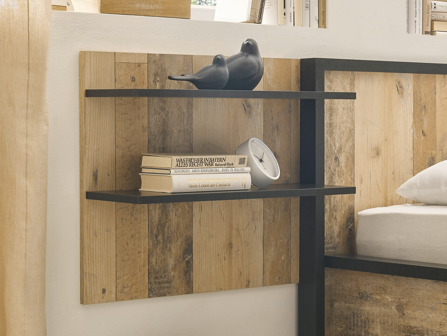 Wandplank Cirtale 105 (Verouderd hout + Antraciet)