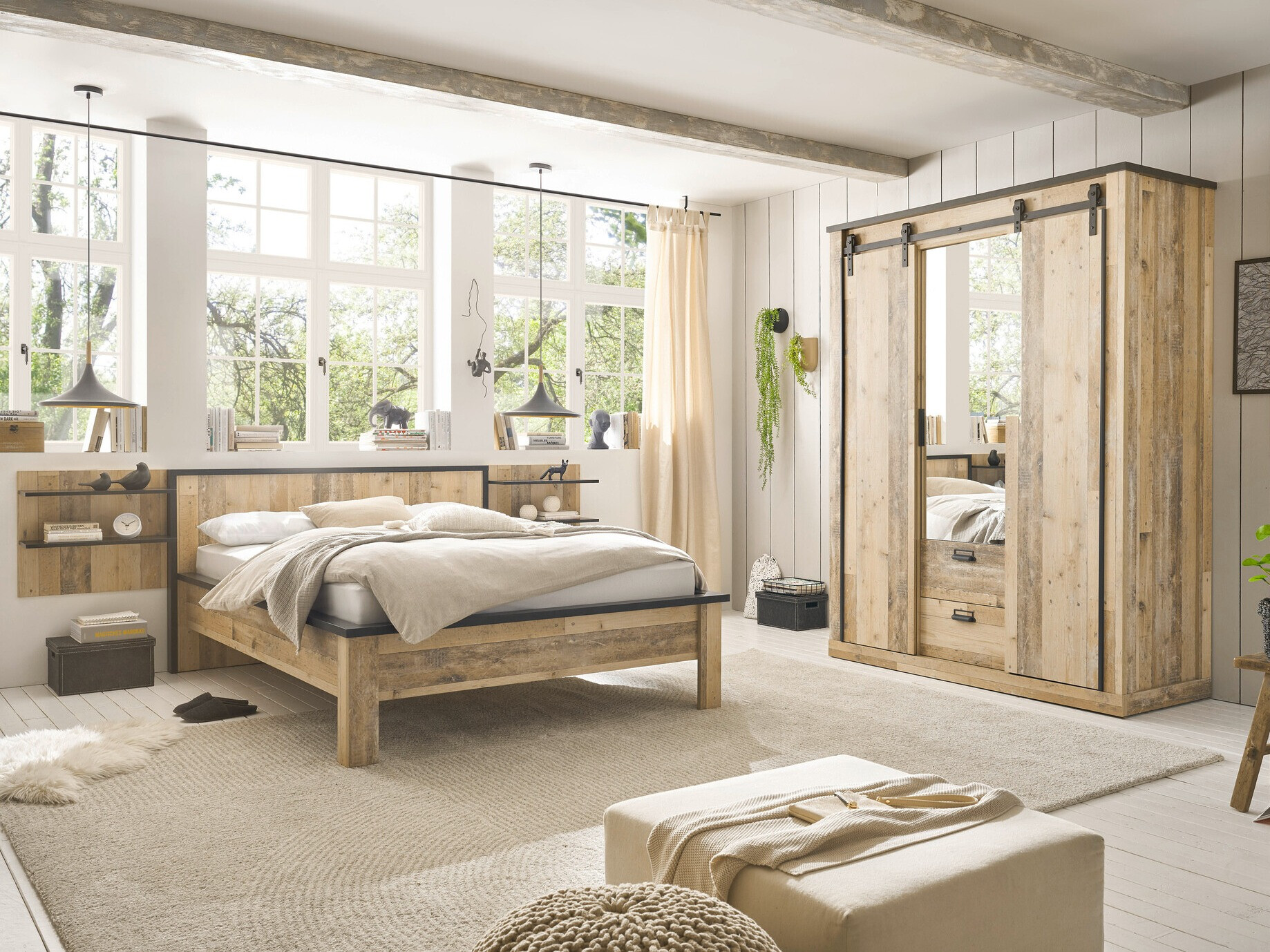 Wandplank Cirtale 105 (Verouderd hout + Antraciet)