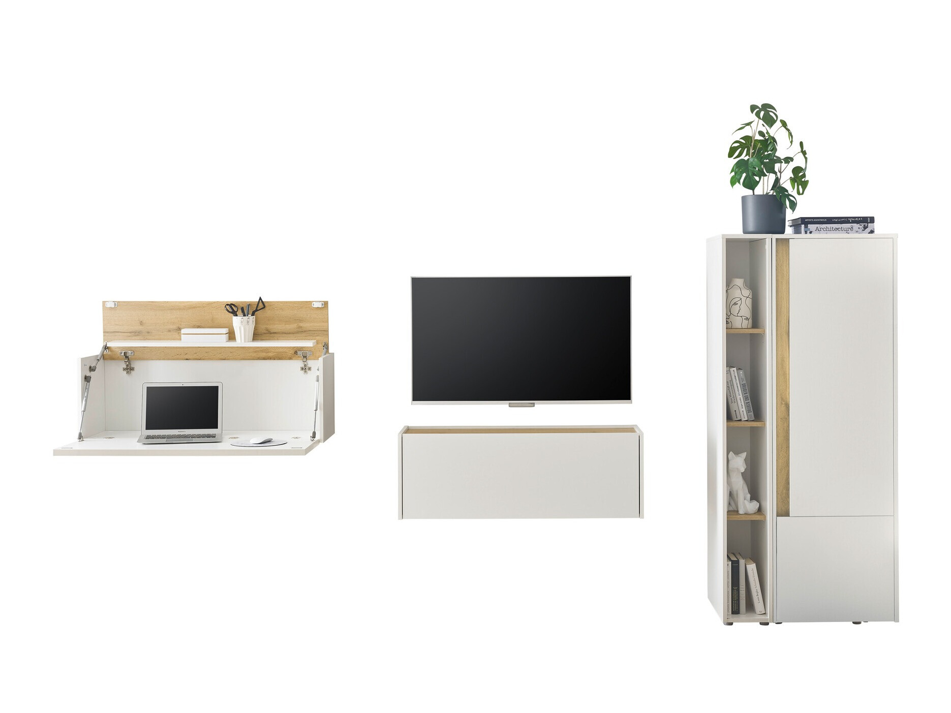 Woonkamerset Elbsori 146 (Wit + Wotan eik)