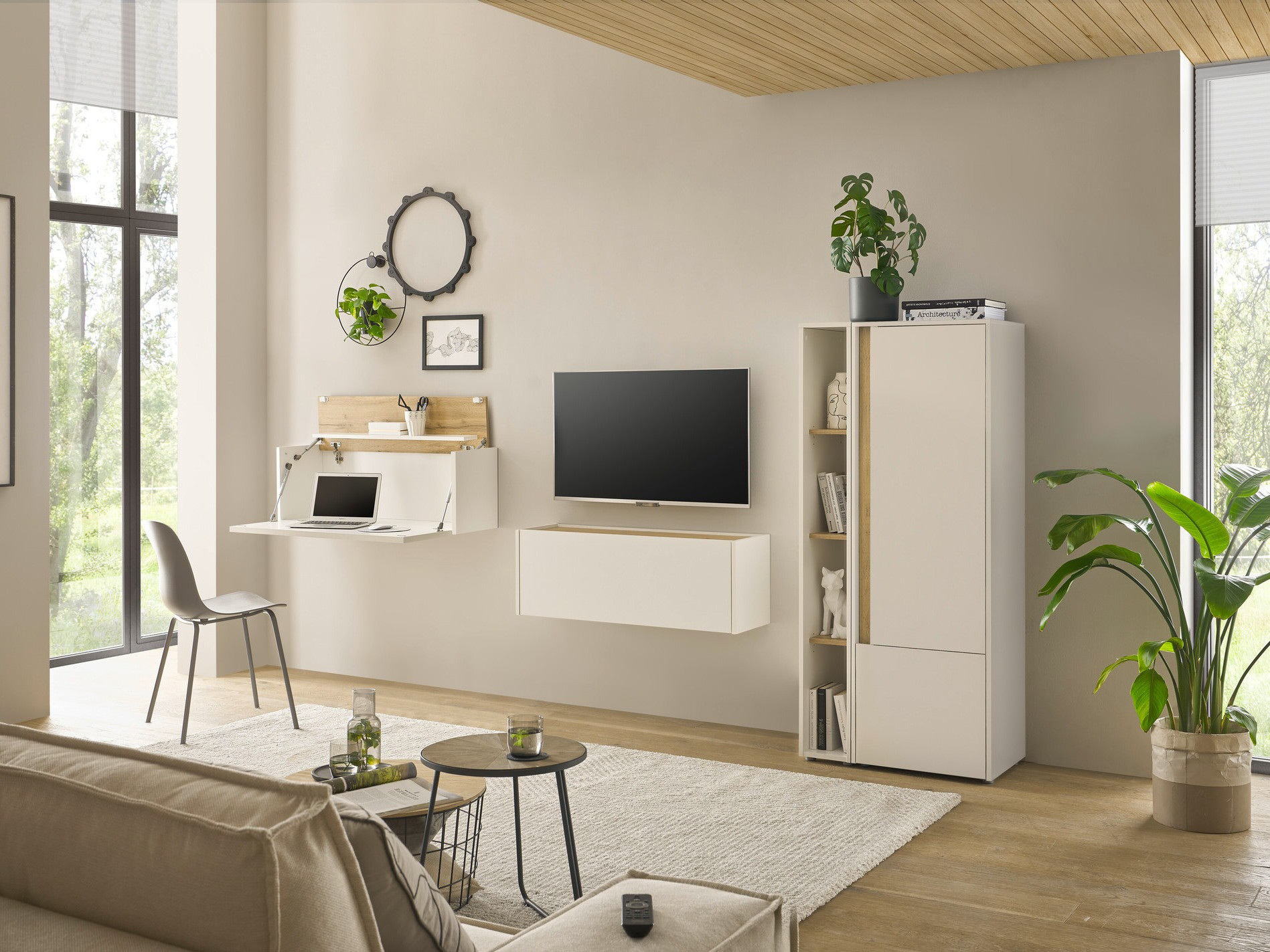 Woonkamerset Elbsori 146 (Wit + Wotan eik)