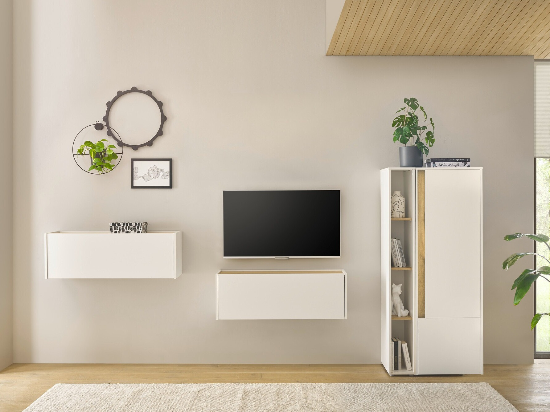 Woonkamerset Elbsori 146 (Wit + Wotan eik)