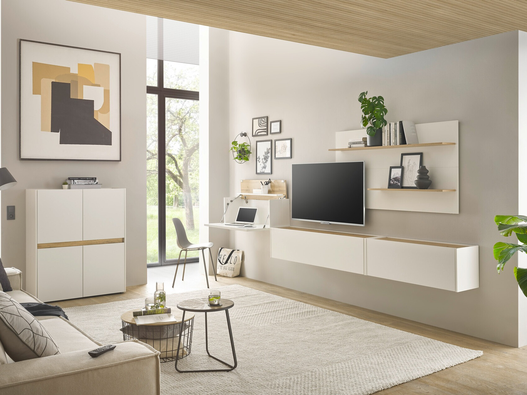 Woonkamerset Elbsori 147 (Wit + Wotan eik)