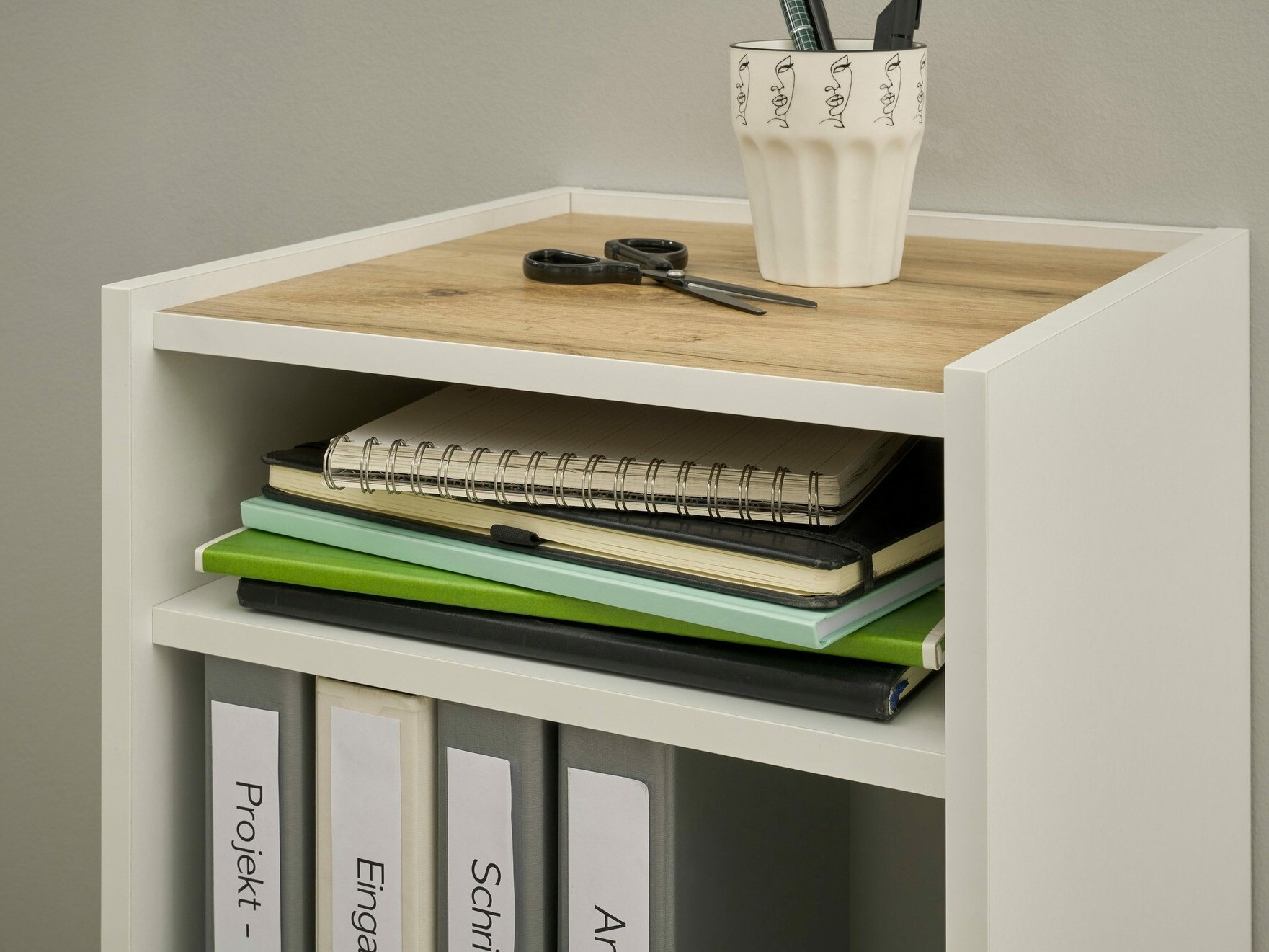 Boekenkast Elbsori 149 (Wit + Wotan eik)