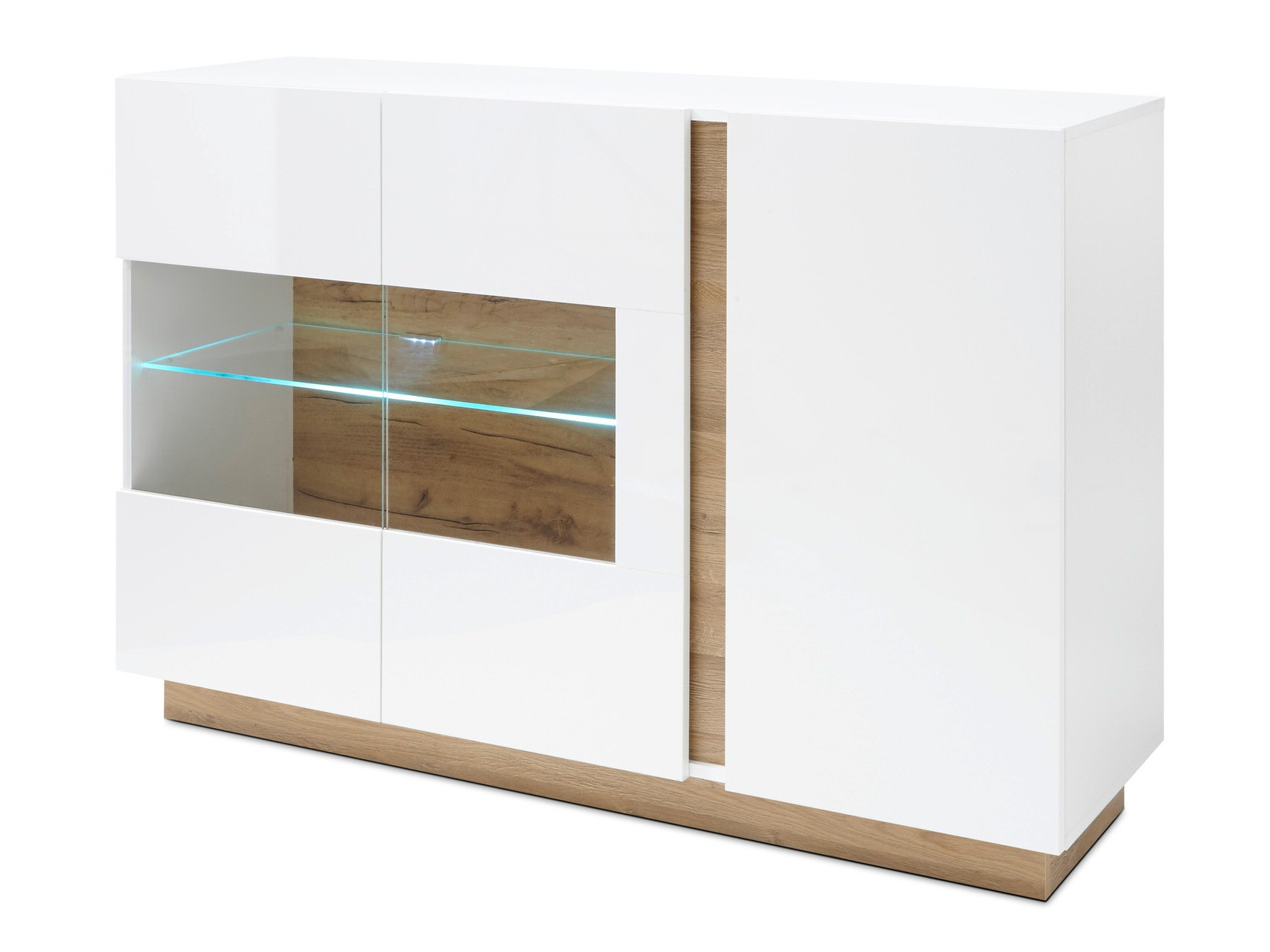 Dressoir Veropho 104 (Glanzend wit + Kleinzoon eik)