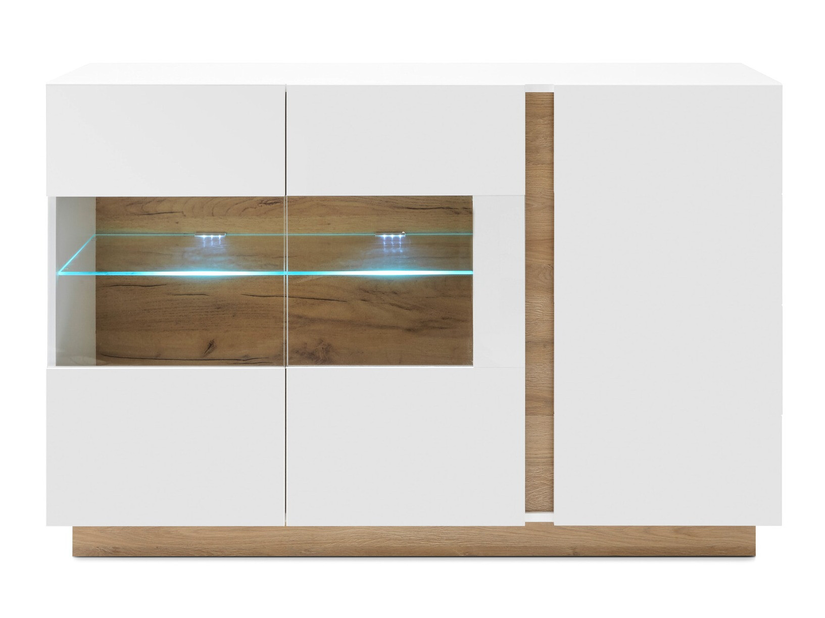 Dressoir Veropho 104 (Glanzend wit + Kleinzoon eik)