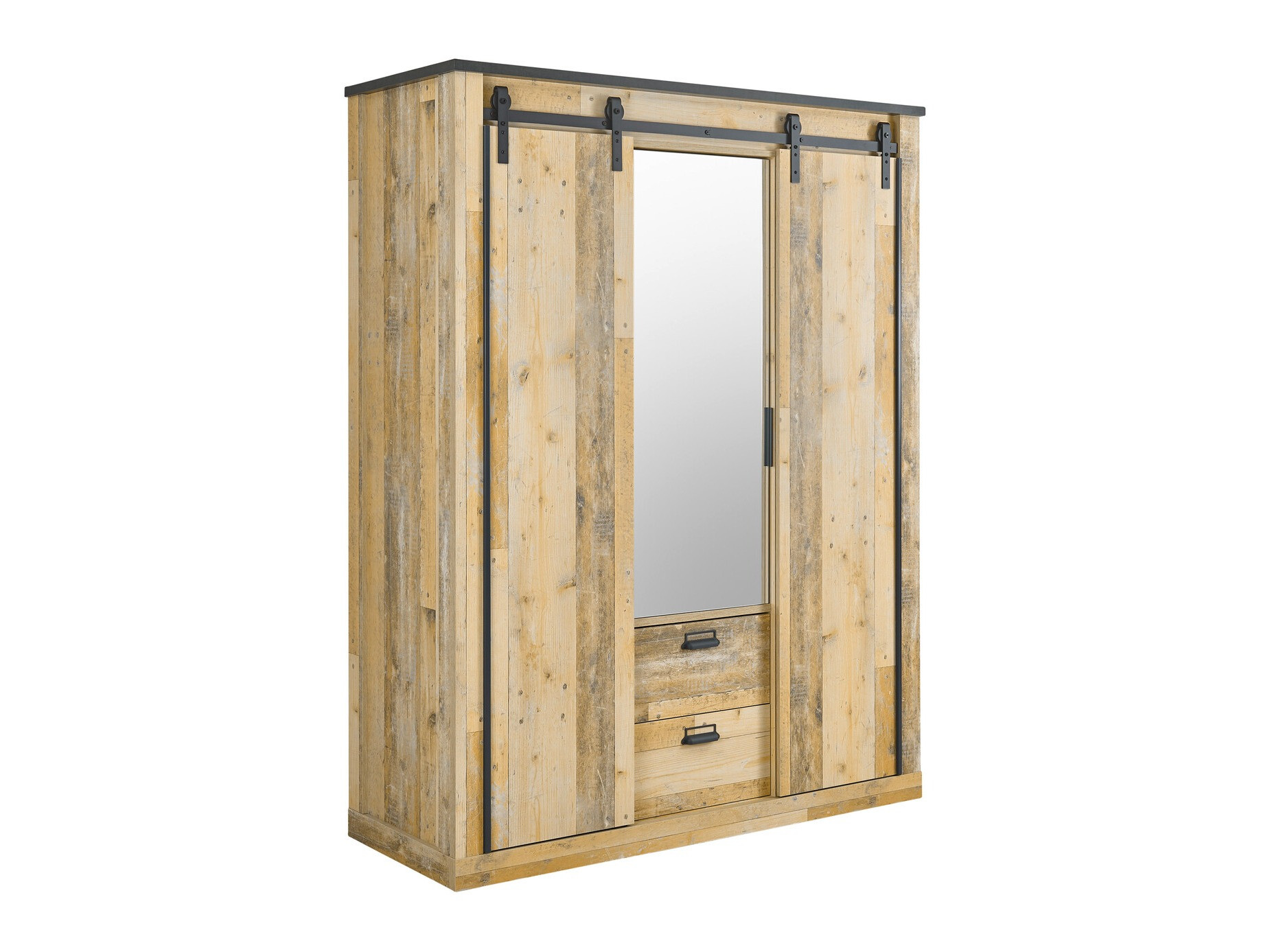 Kledingkast Cirtale 107 (Antraciet + Verouderd hout)