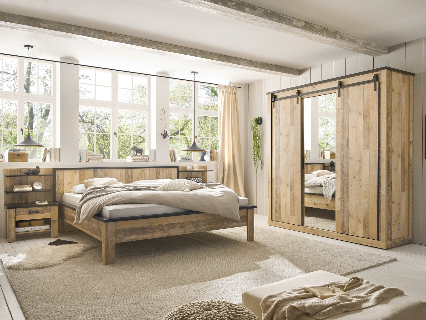 Kledingkast Cirtale 108 (Antraciet + Verouderd hout)