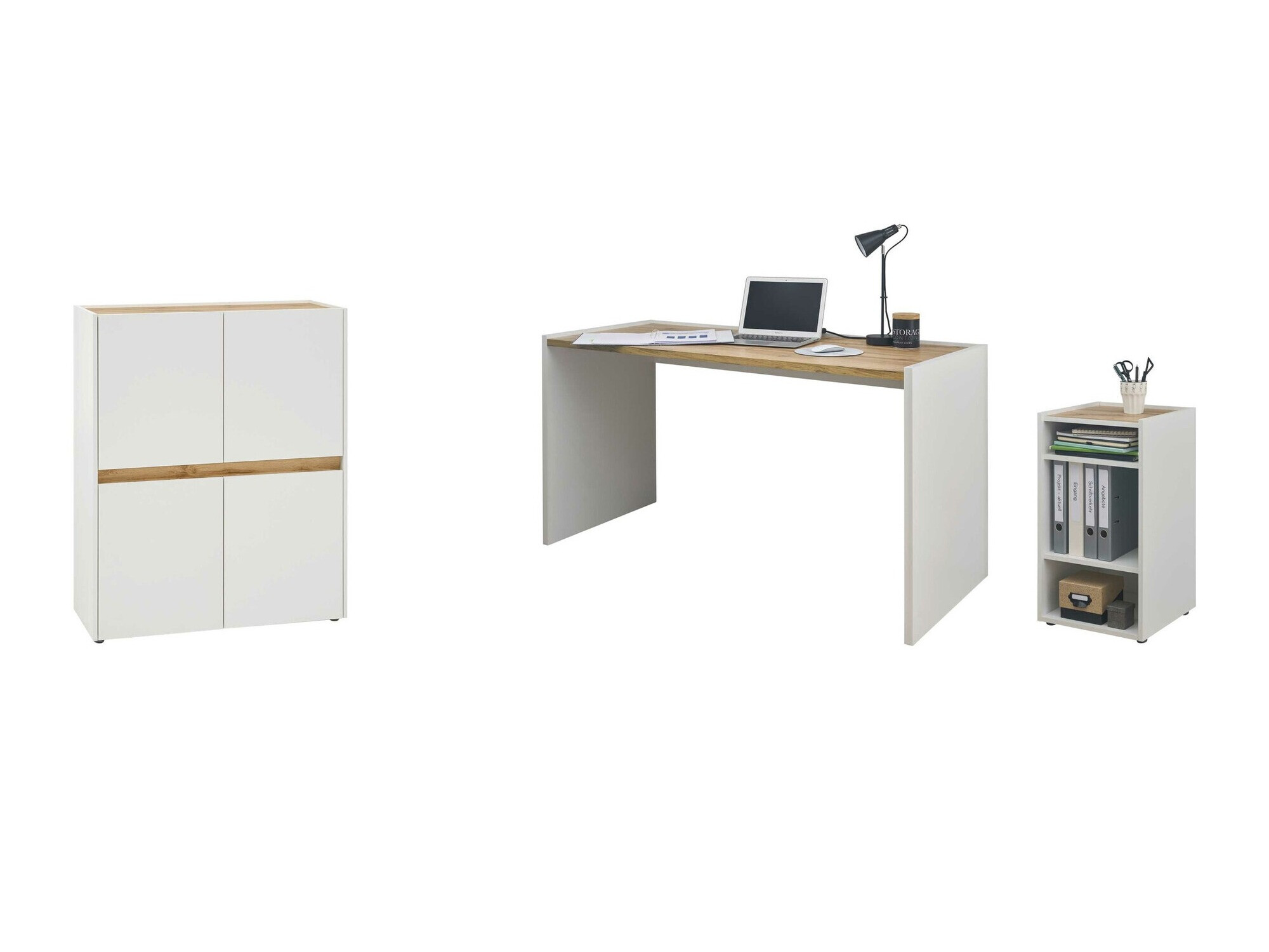 Thuiskantoorset Elbsori 150 (Wit + Wotan eik)