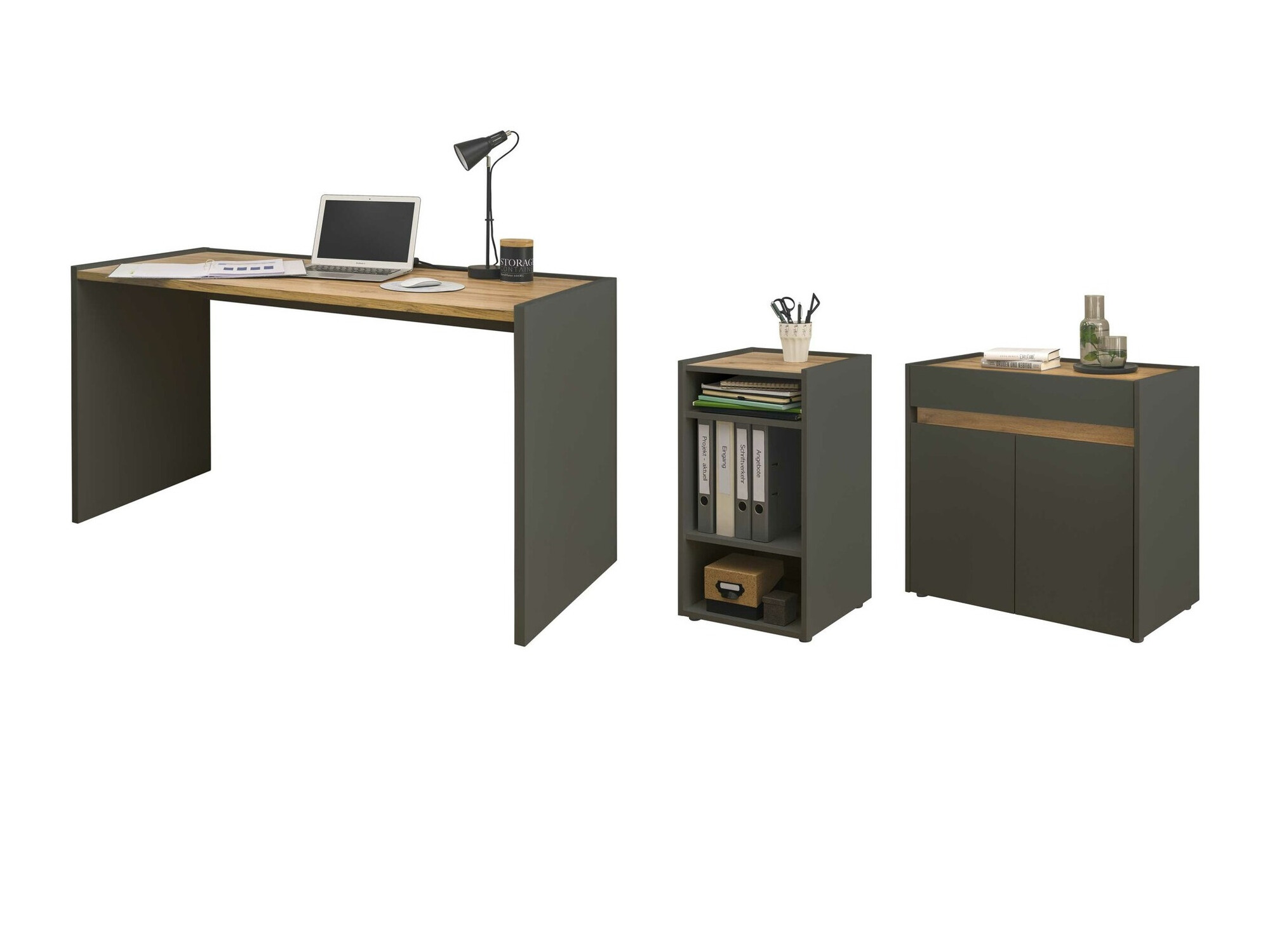 Thuiskantoorset Elbsori 151 (Antraciet + Wotan eik)