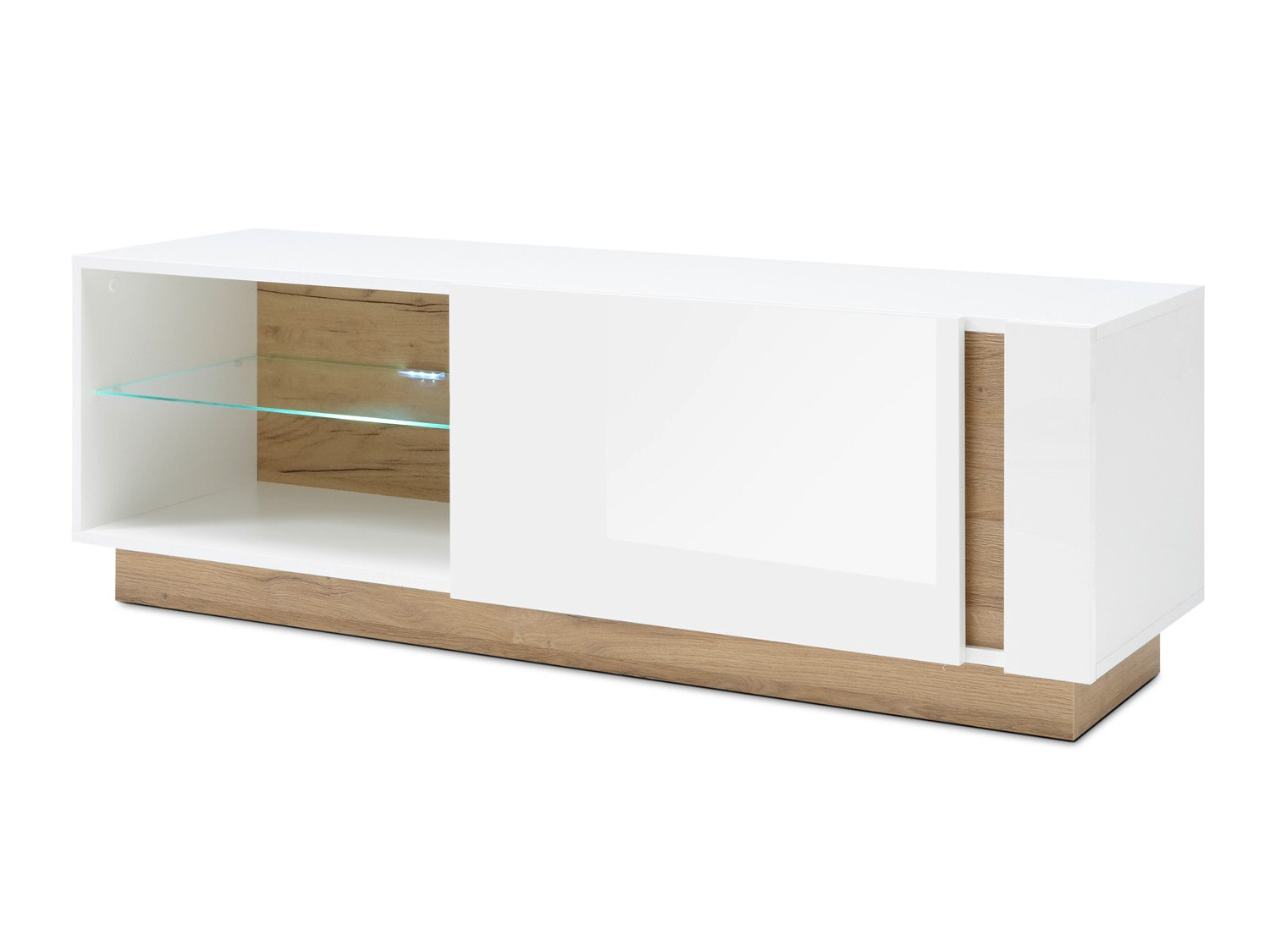 TV-meubel Veropho 102 (Glanzend wit + Kleinzoon eik)