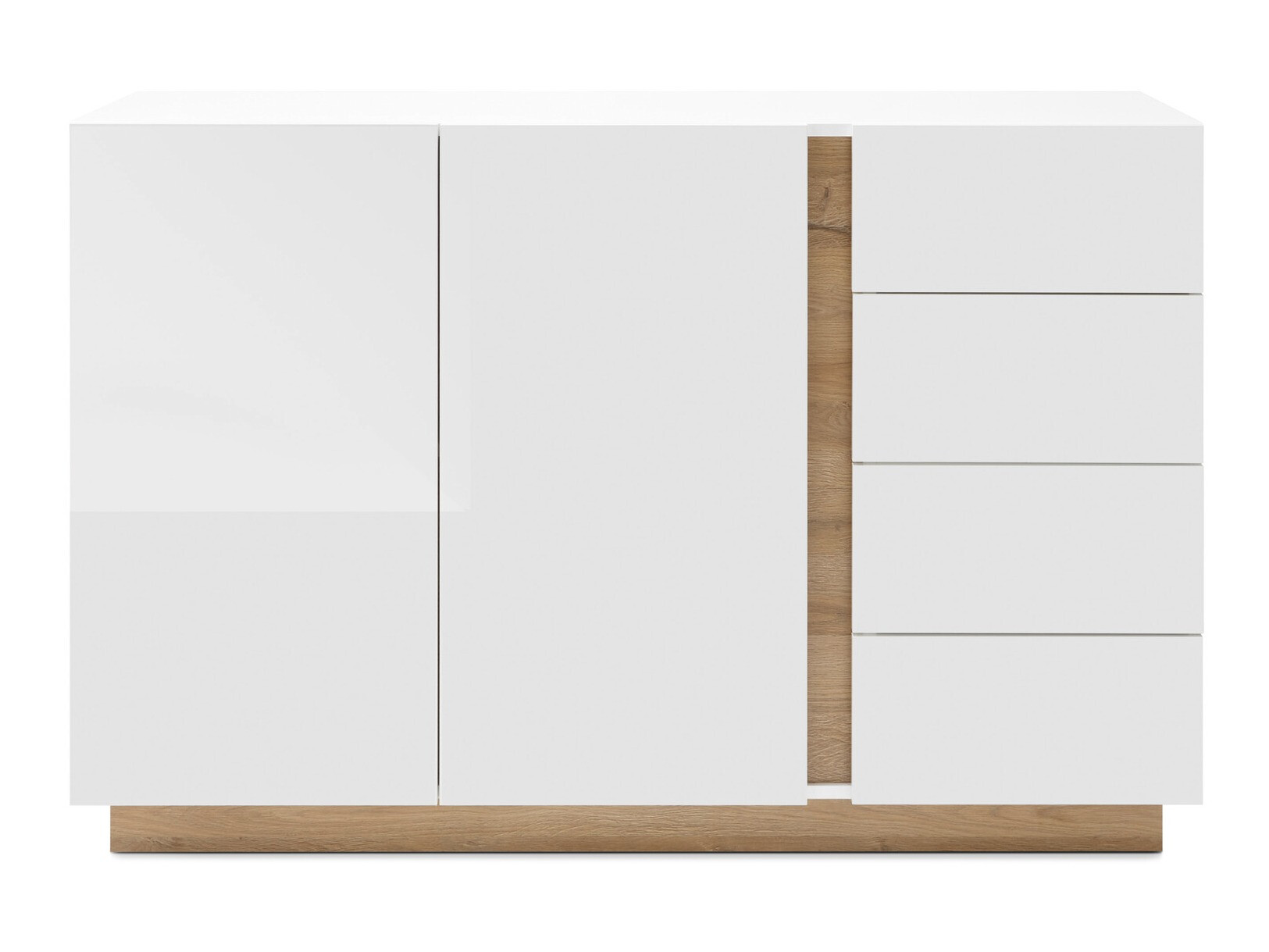 Ladekast Veropho 107 (Glanzend wit + Kleinzoon eik)