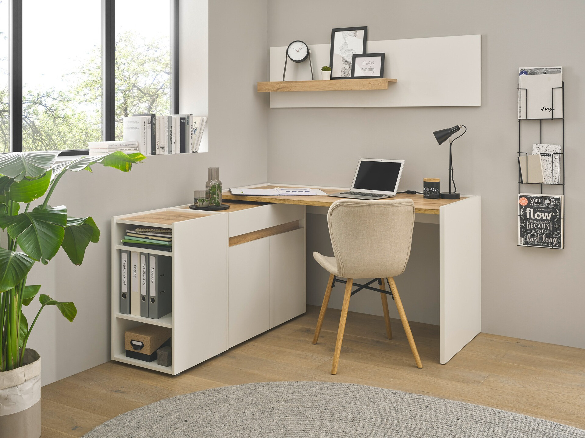 Thuiskantoorset Elbsori 152 (Wit + Wotan eik)