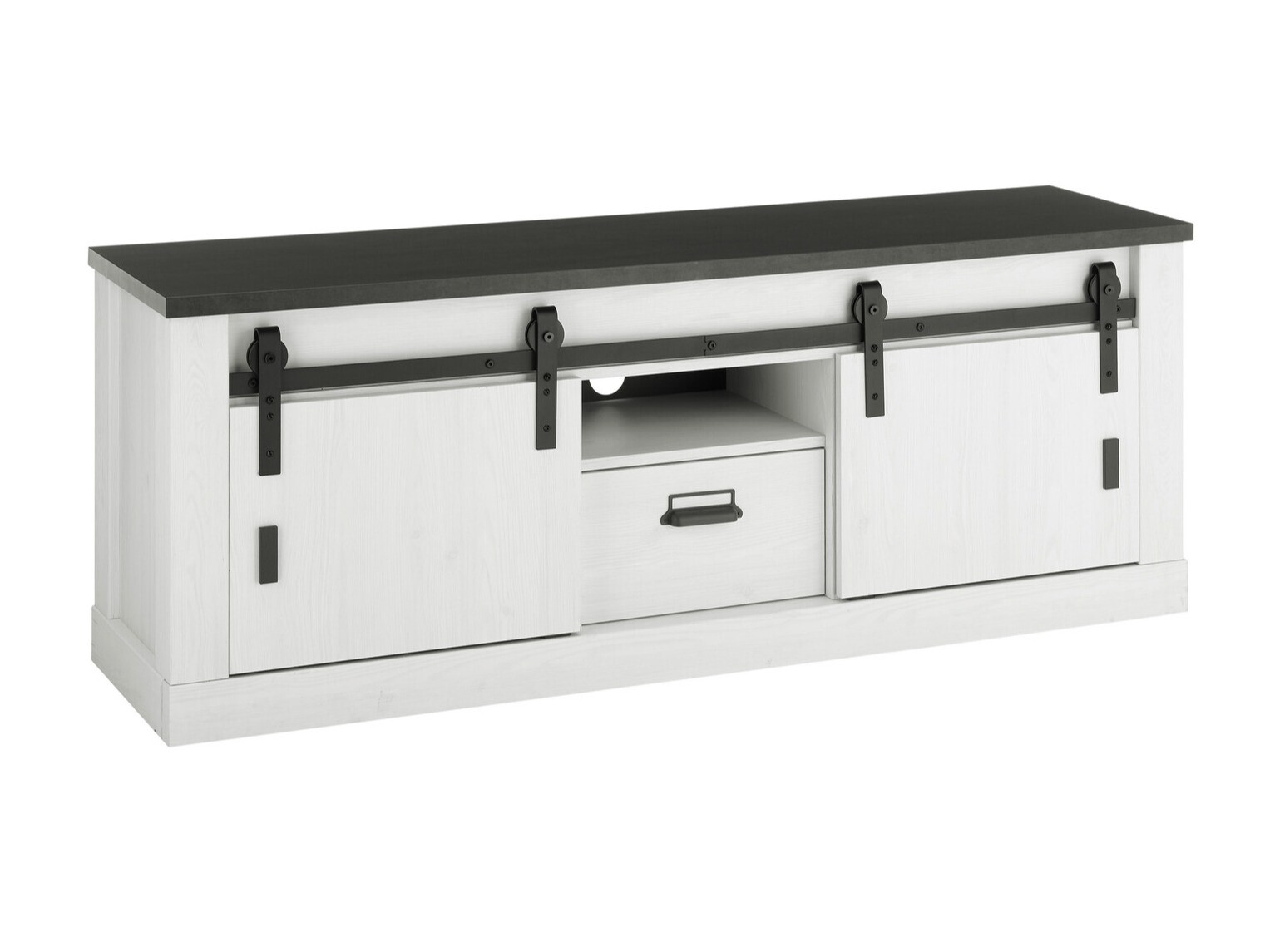 TV-meubel Cirtale 112 (Antraciet + Gebleekt grenen)