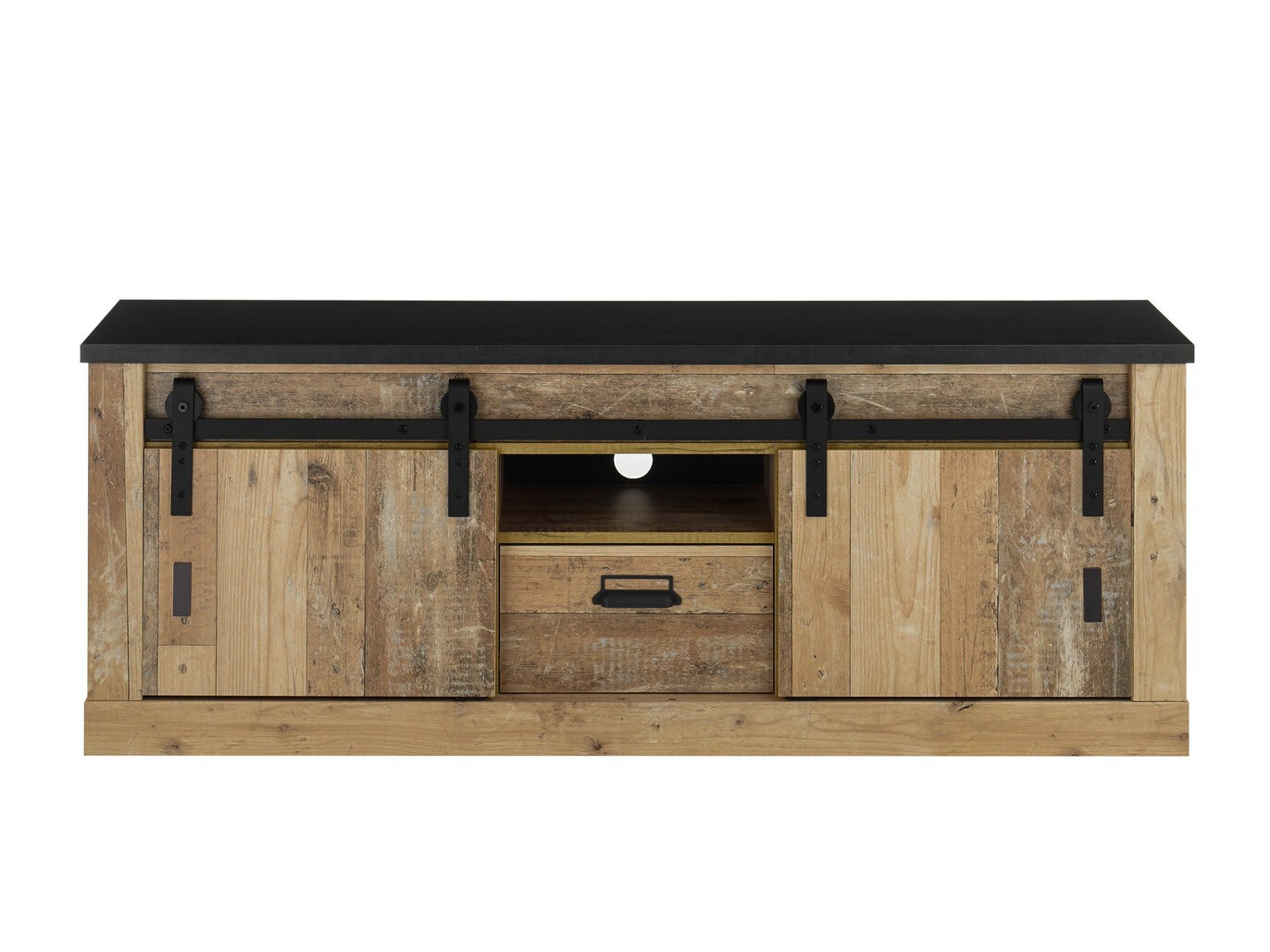 TV-meubel Cirtale 112 (Antraciet + Verouderd hout)