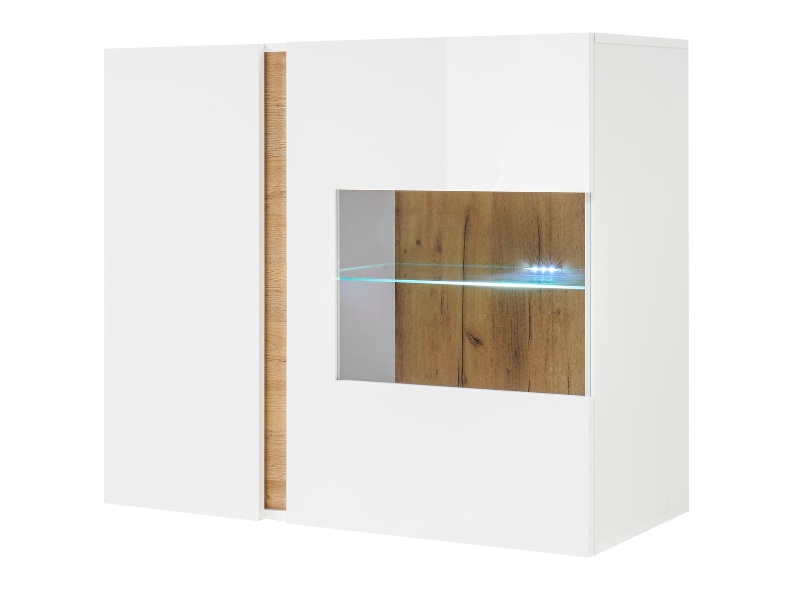Wandkast Veropho 105 (Glanzend wit + Kleinzoon eik)