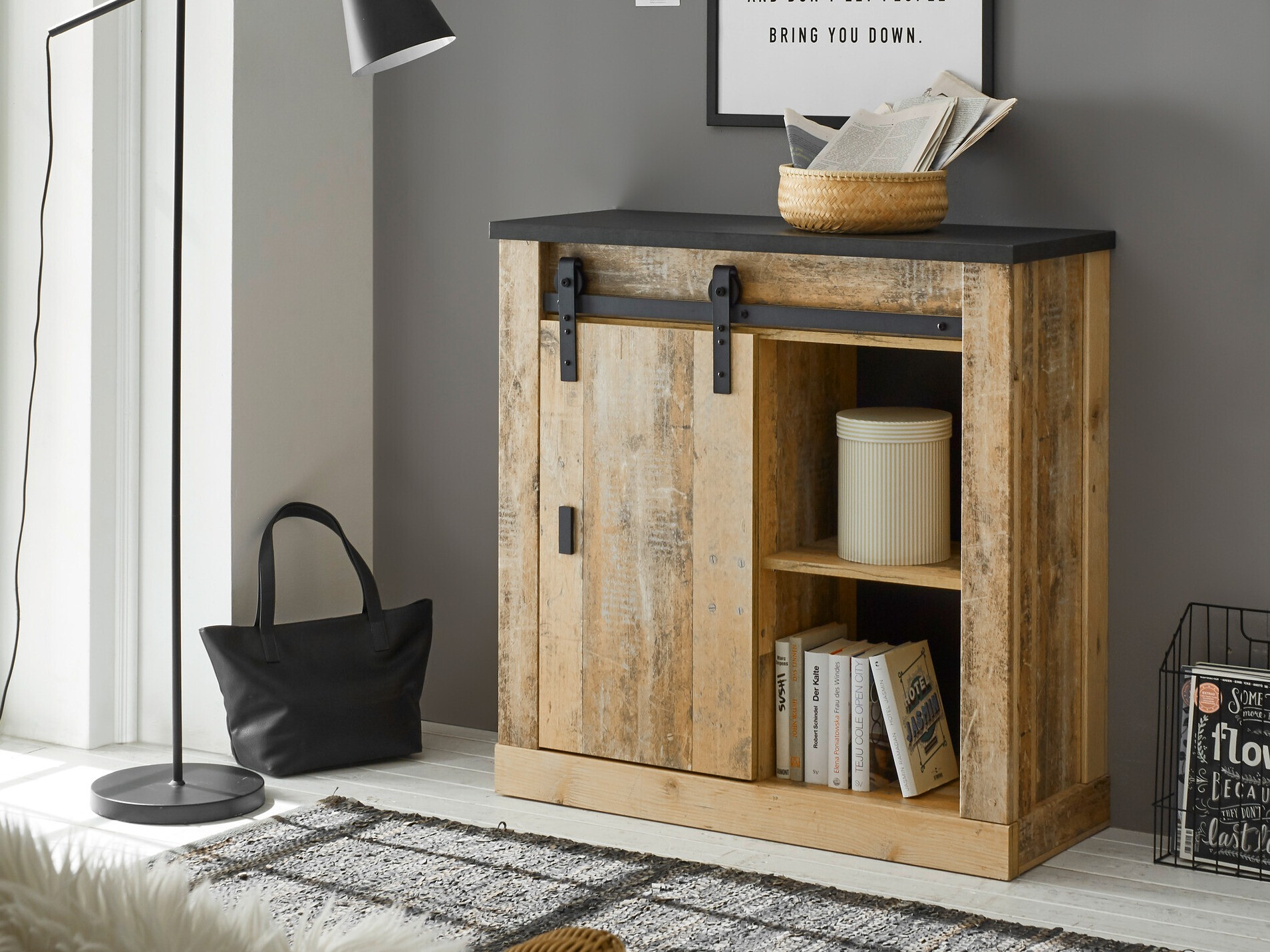 Dressoir Cirtale 119 (Verouderd hout + Antraciet)