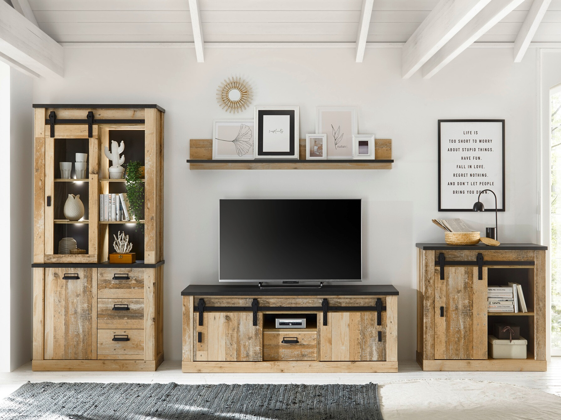 Dressoir Cirtale 119 (Verouderd hout + Antraciet)