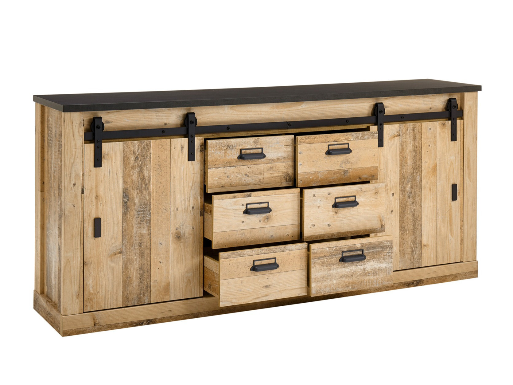 Ladekast Cirtale 118 (Antraciet + Verouderd hout)