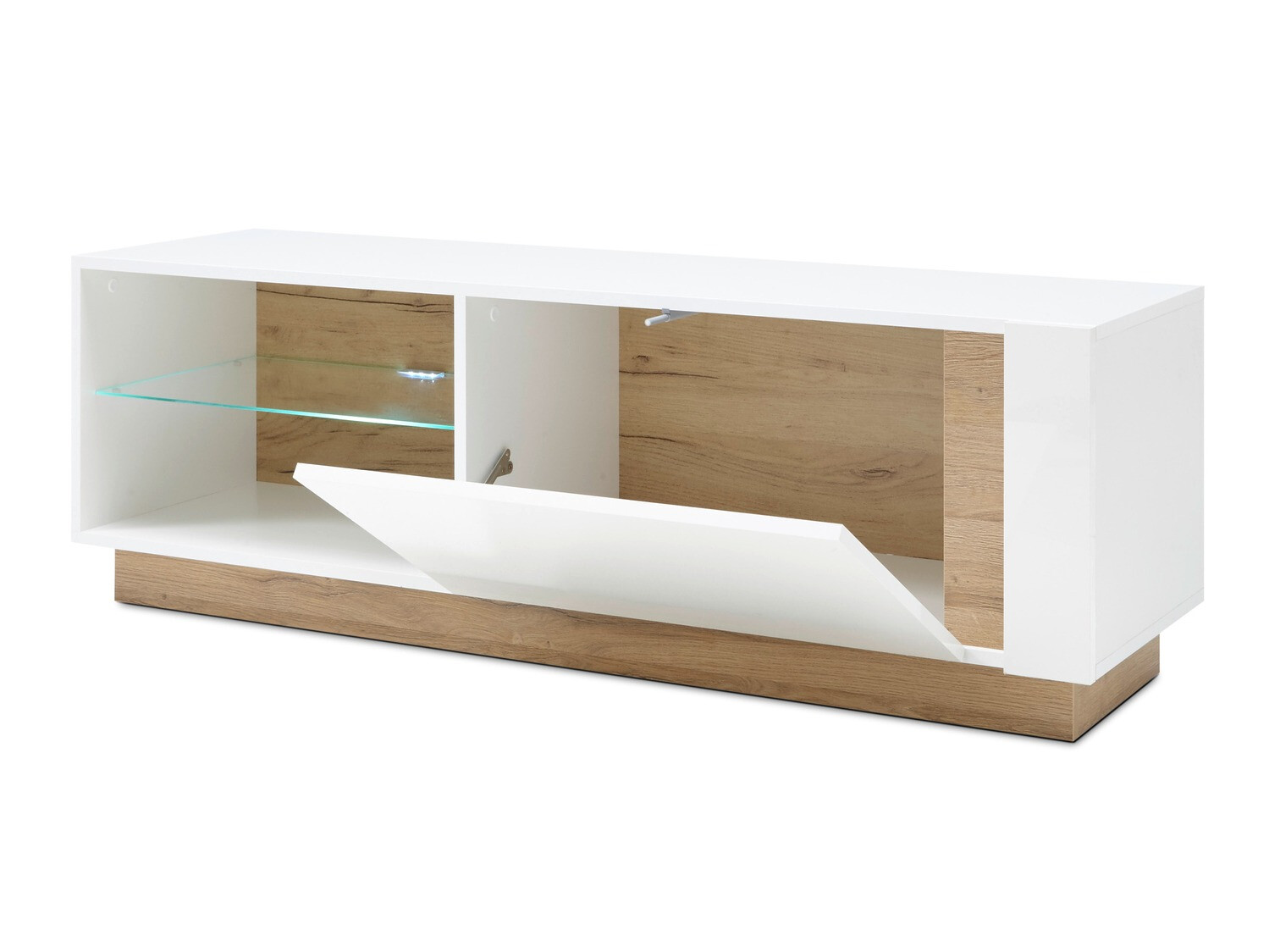 Woonkamerset Veropho 110 (Glanzend wit + Kleinzoon eik)