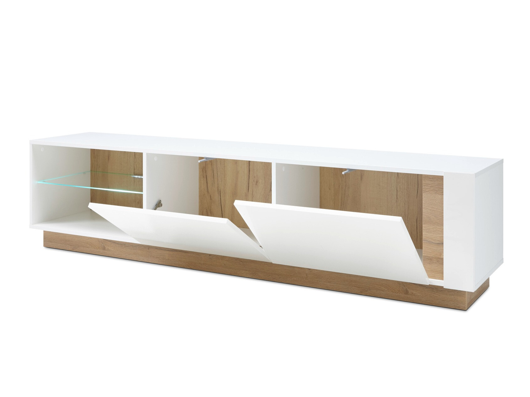 Woonkamerset Veropho 112 (Glanzend wit + Kleinzoon eik)