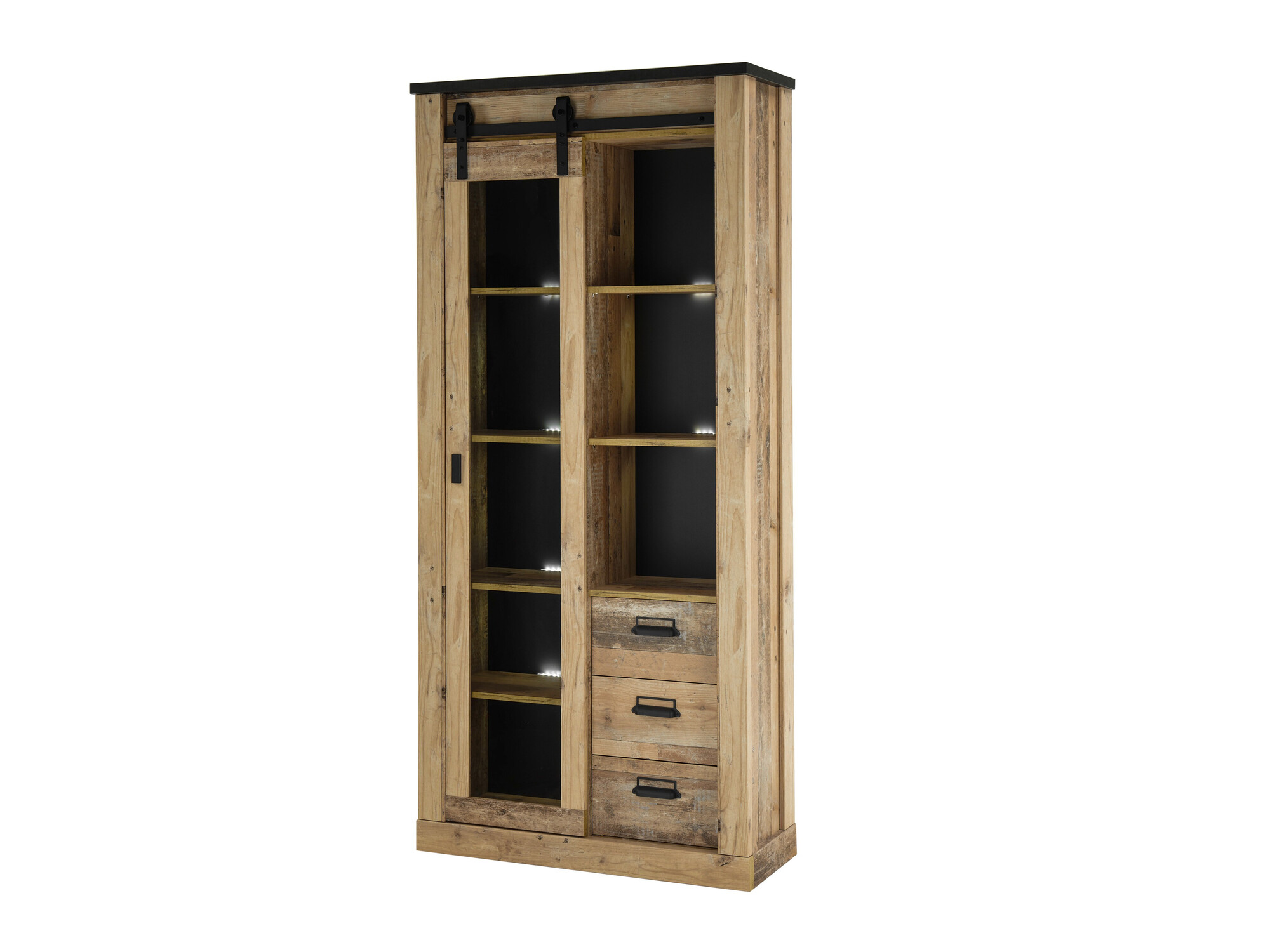 Boekenkast Cirtale 121 (Verouderd hout + Antraciet)