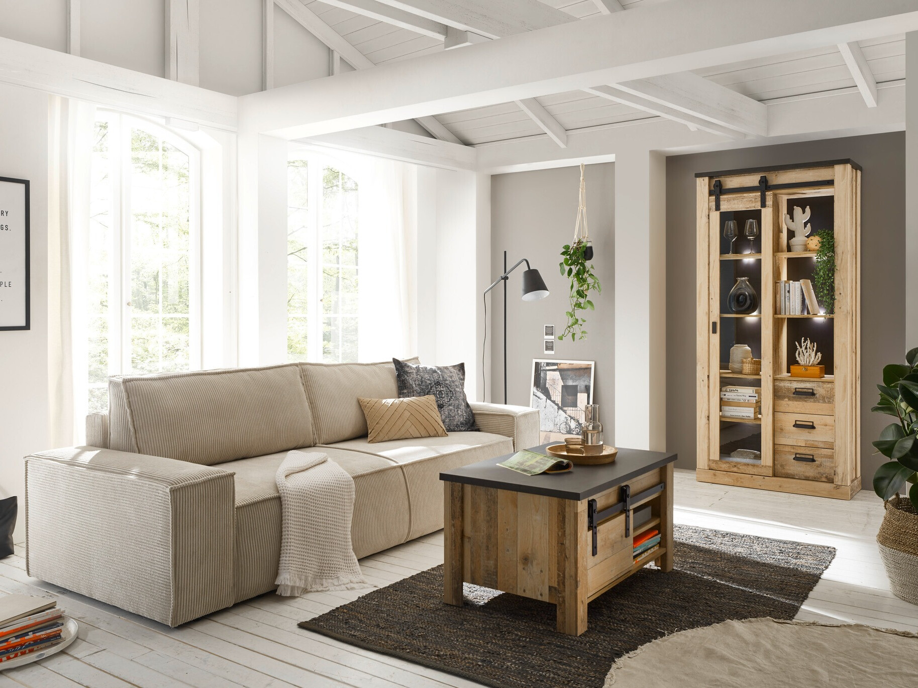 Boekenkast Cirtale 121 (Verouderd hout + Antraciet)