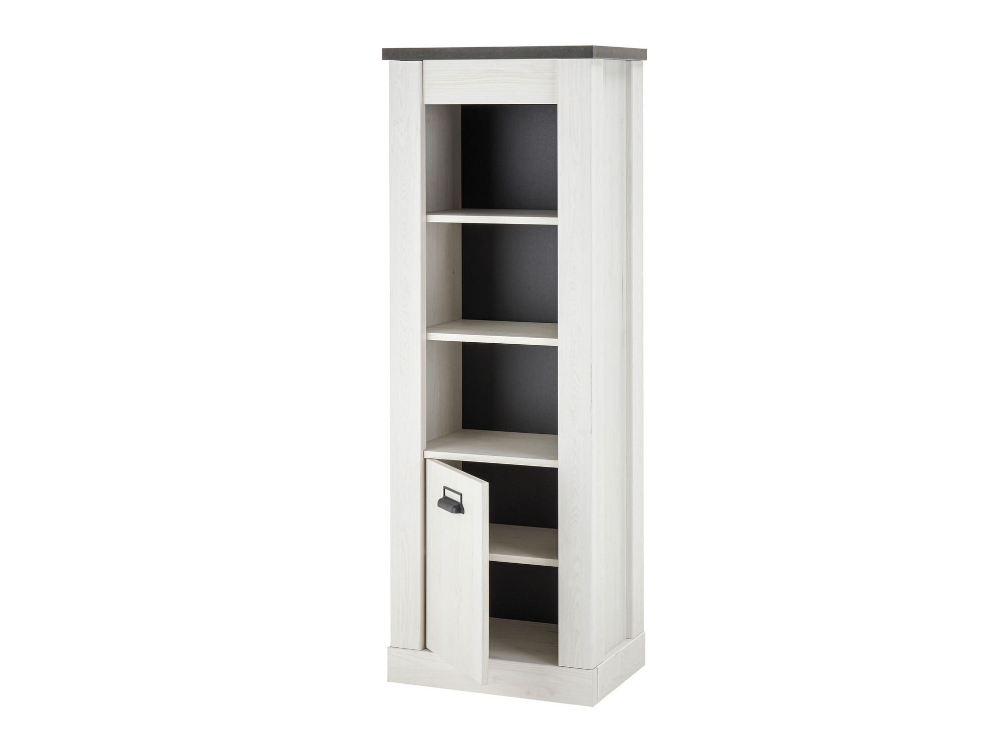 Boekenkast Cirtale 123 (Gebleekt grenen + Antraciet)