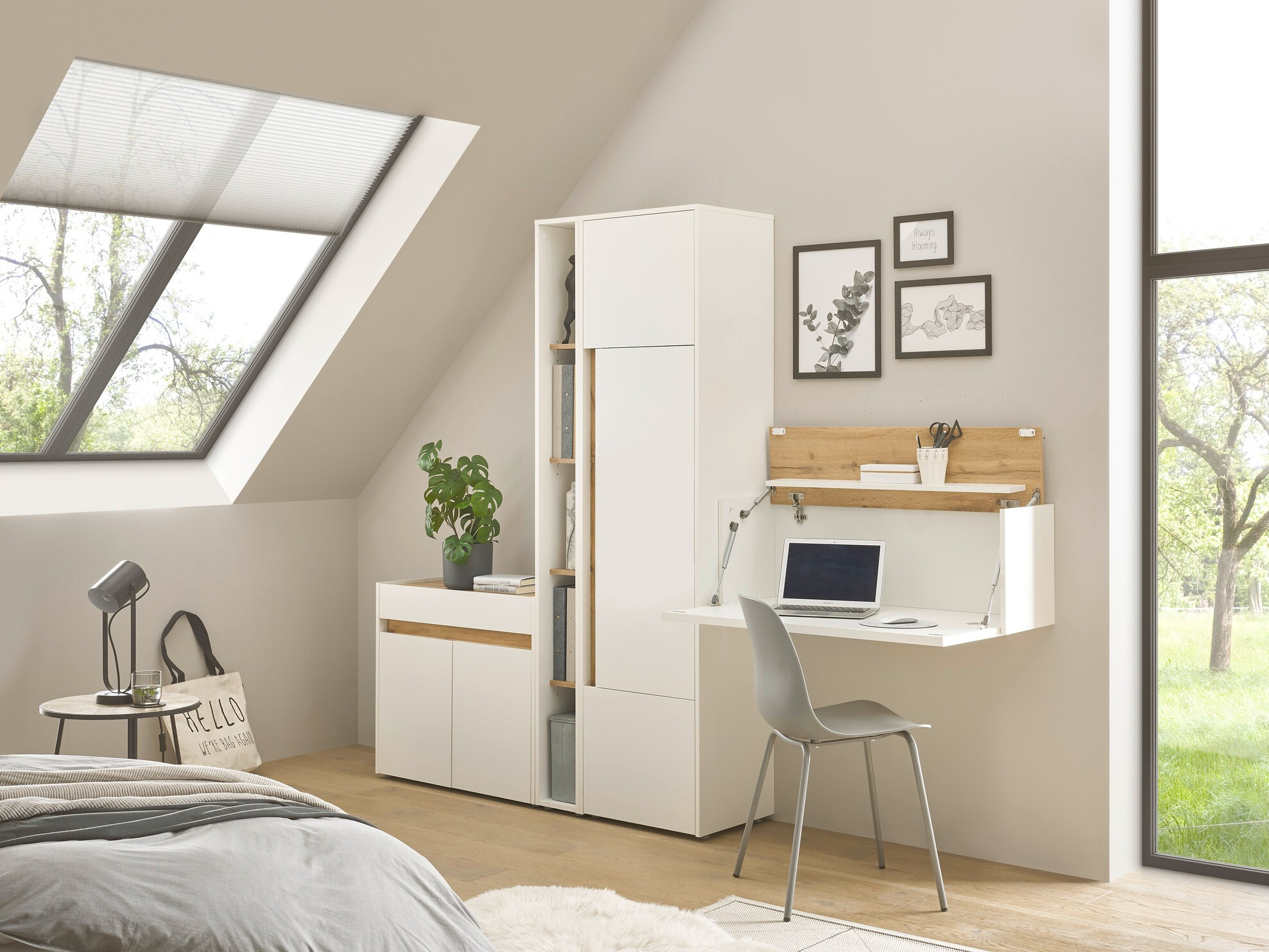 Meubelset Elbsori 156 (Wit + Wotan eik)