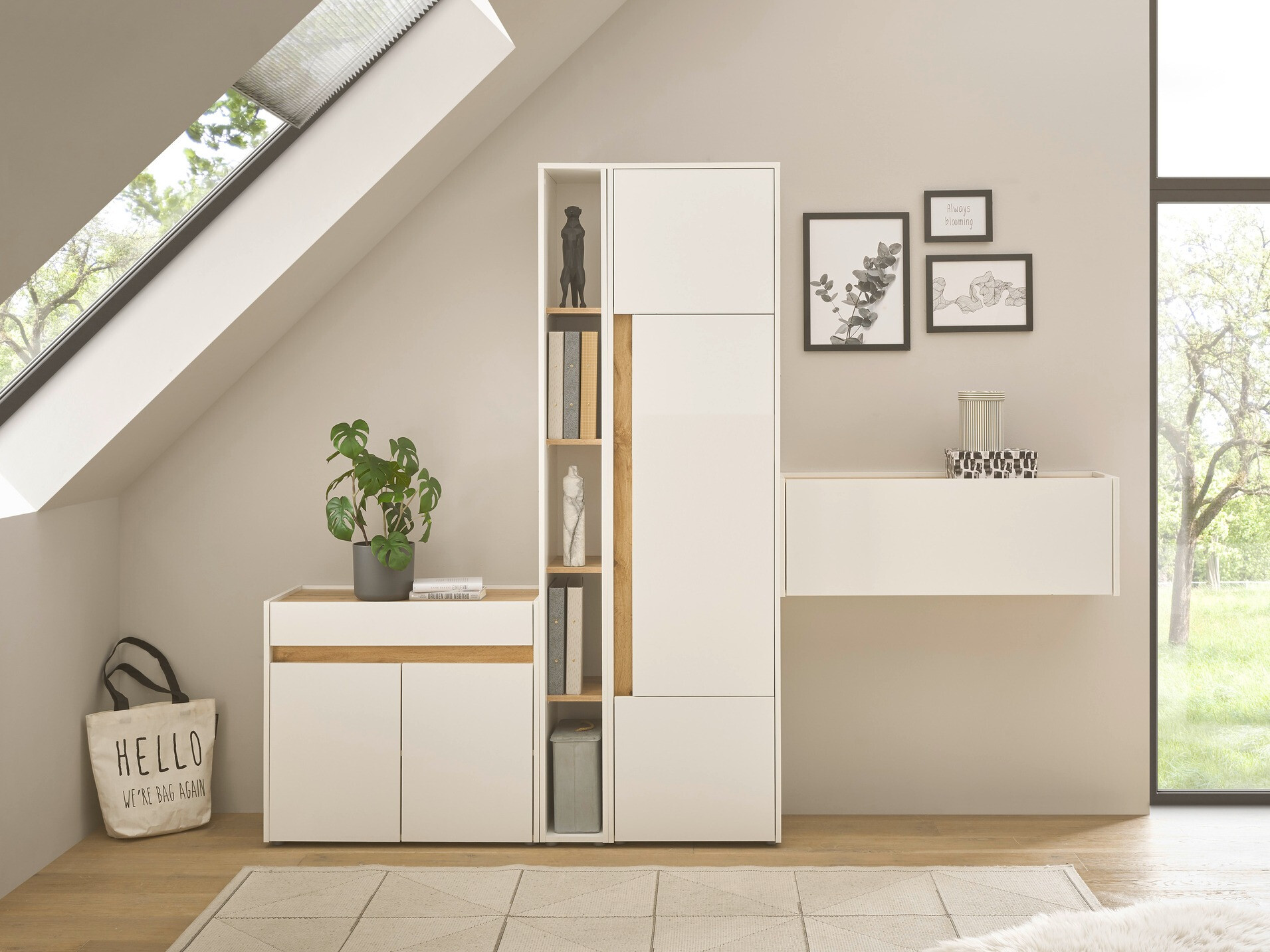 Meubelset Elbsori 156 (Wit + Wotan eik)