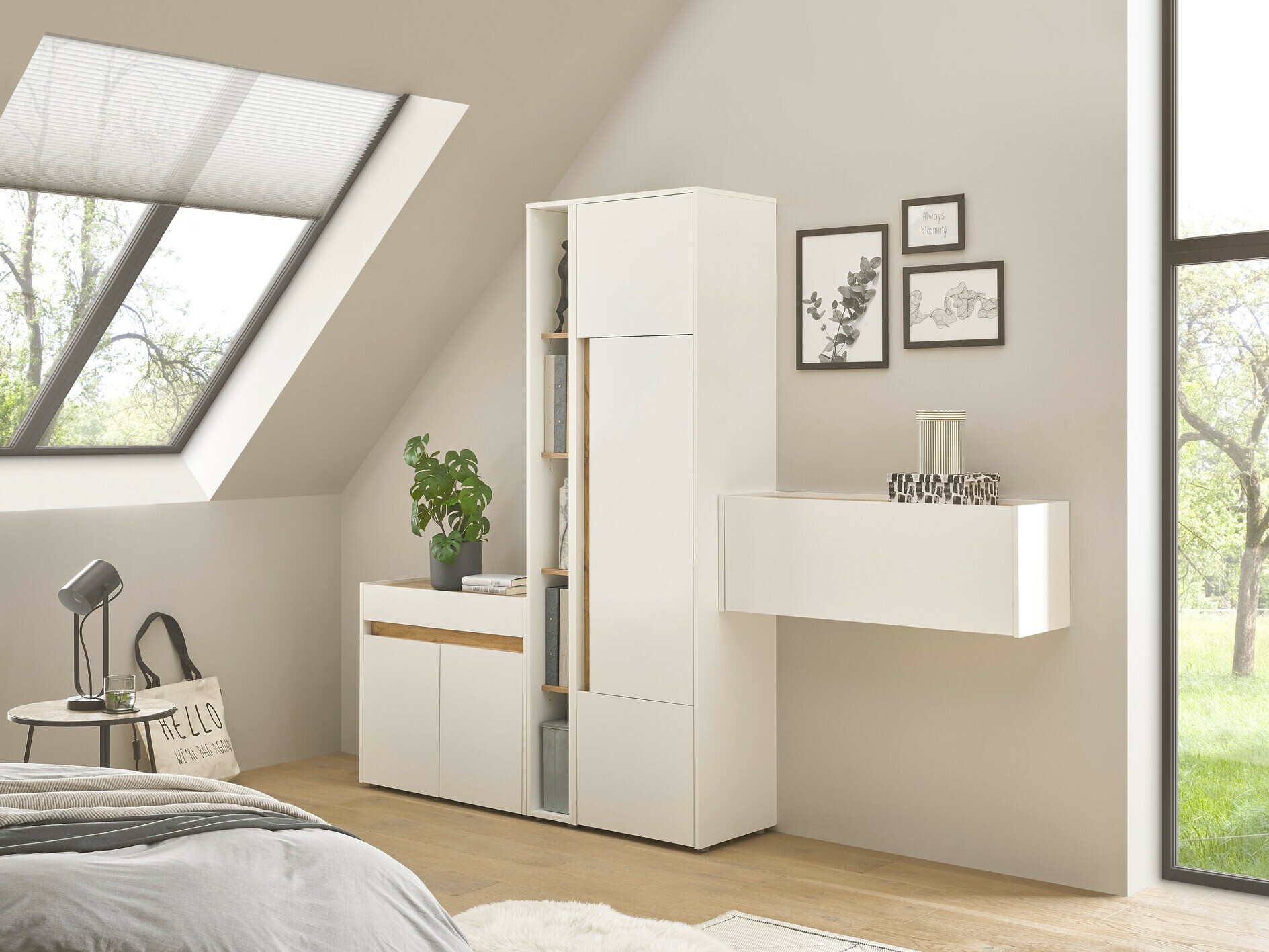 Meubelset Elbsori 156 (Wit + Wotan eik)